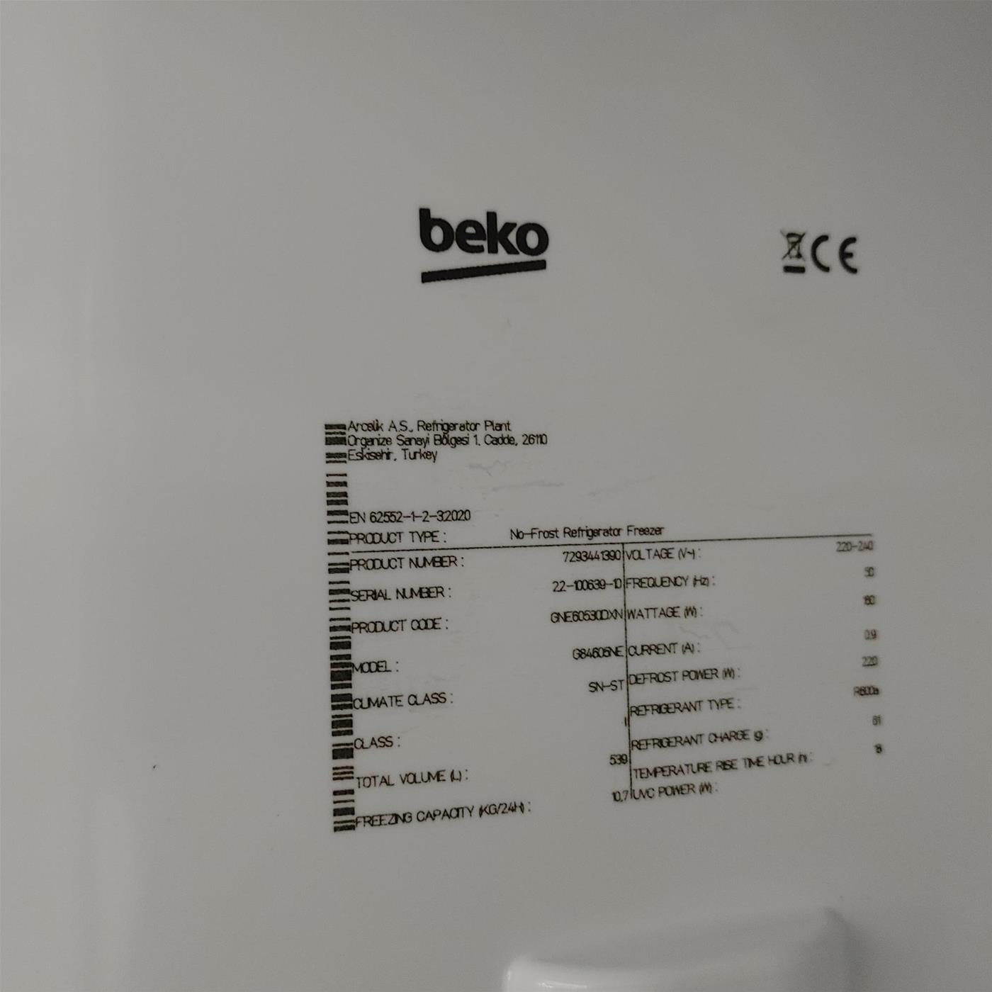 Beko GNE60530DXN frigorifero side-by-side Libera installazione 530 LF Argento, Acciaio inossidabile