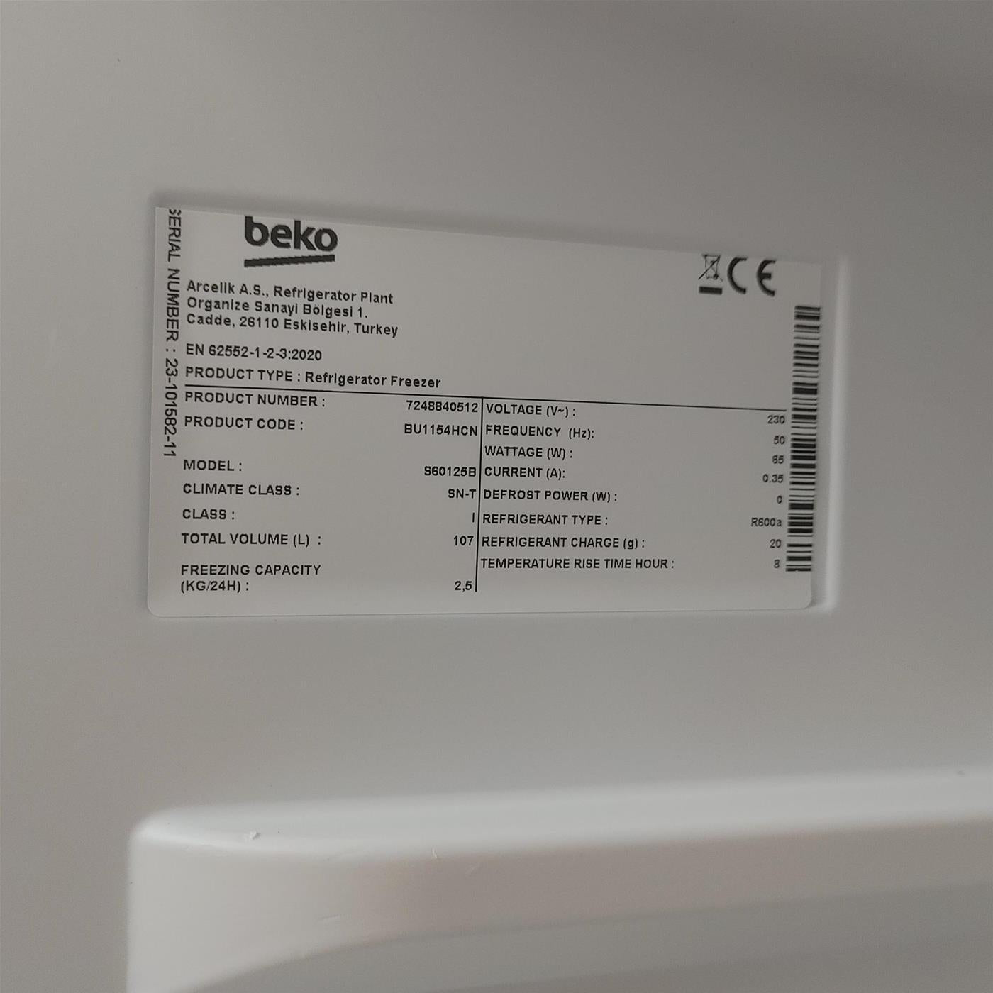 Frigorifero Beko BU1154HCN da incasso 107 L