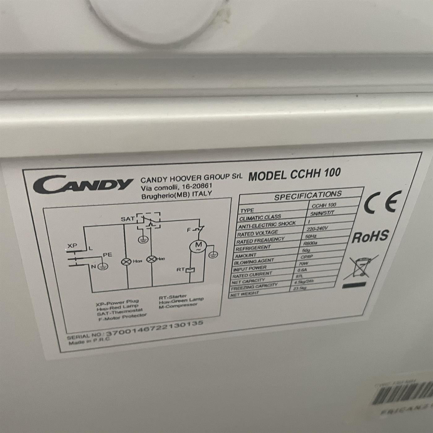 Congelatore Candy CCHH100 Congelatore a pozzetto Libera installazione 98 LF Bianco