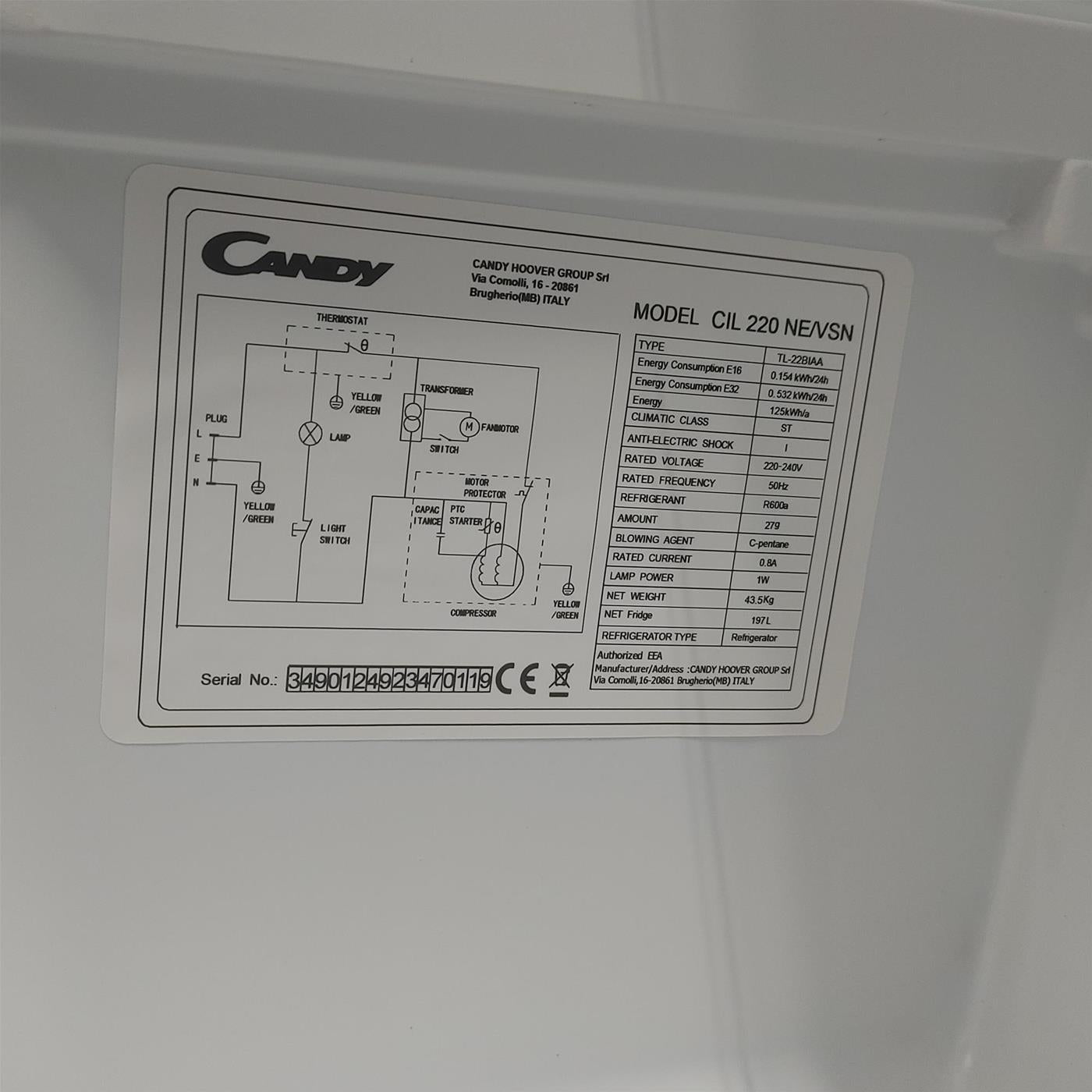 Frigorifero Candy CIL 220 NE Da incasso 197 L