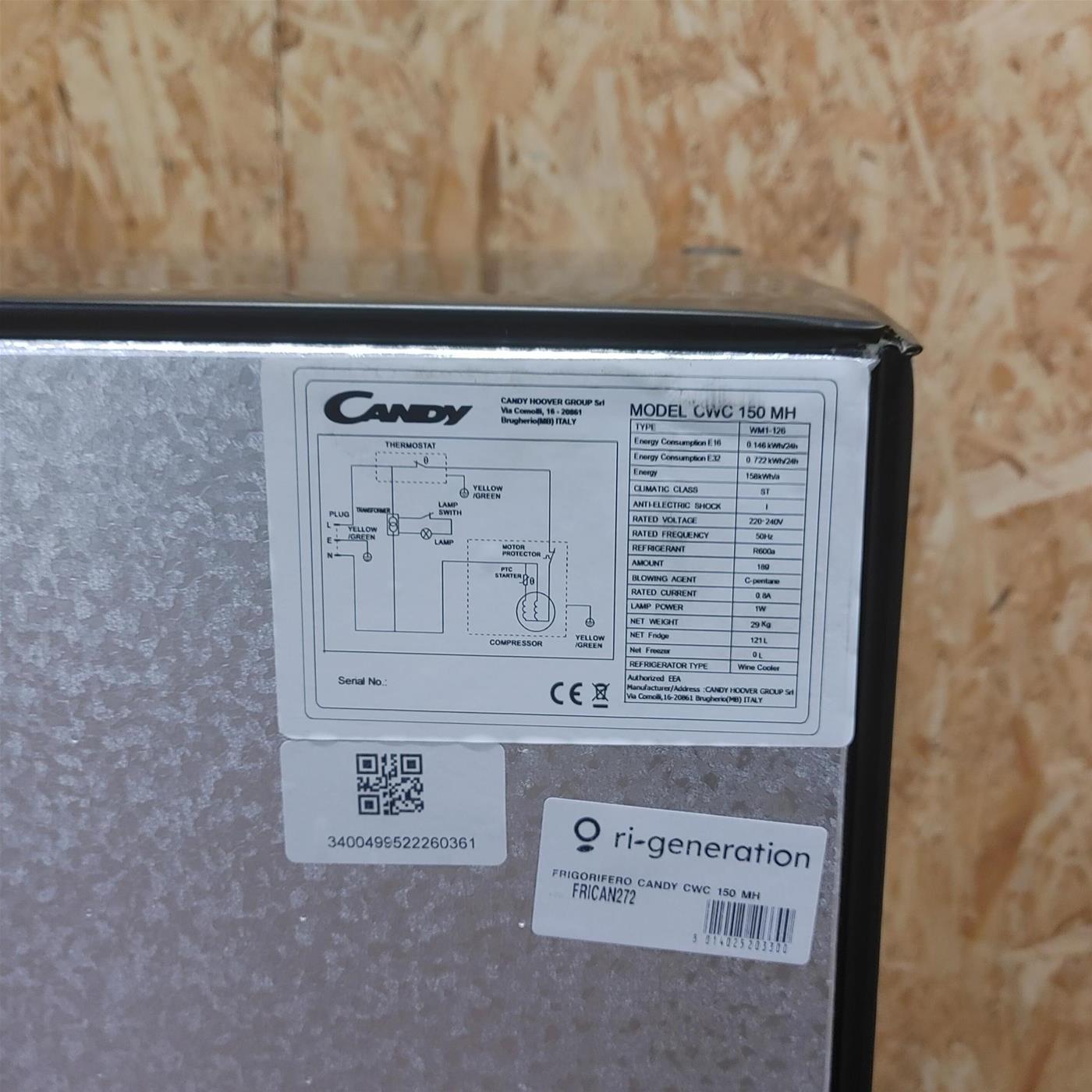 Candy DiVino CWC 150 MH Frigorifero per vino a compressore Libera installazione Nero 41 bottiglia/e