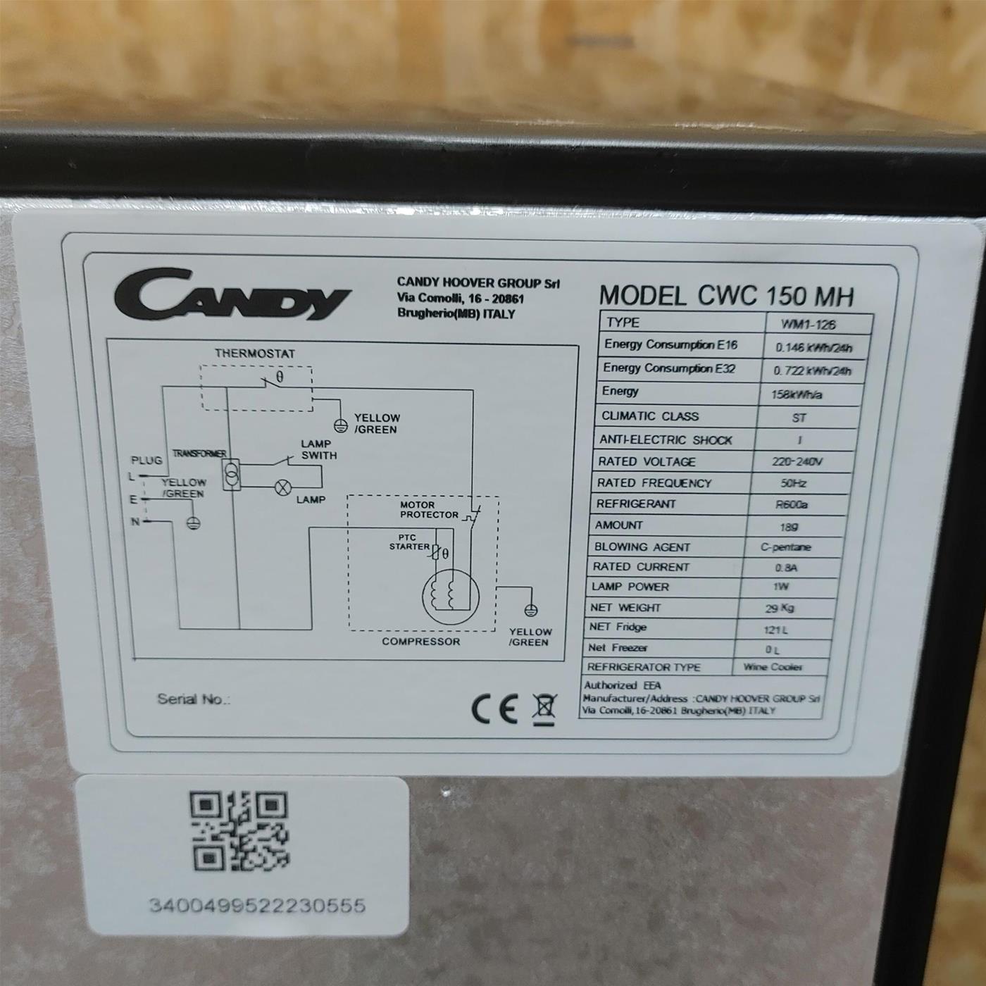 Candy DiVino CWC 150 MH Frigorifero per vino a compressore Libera installazione Nero 41 bottiglia/e