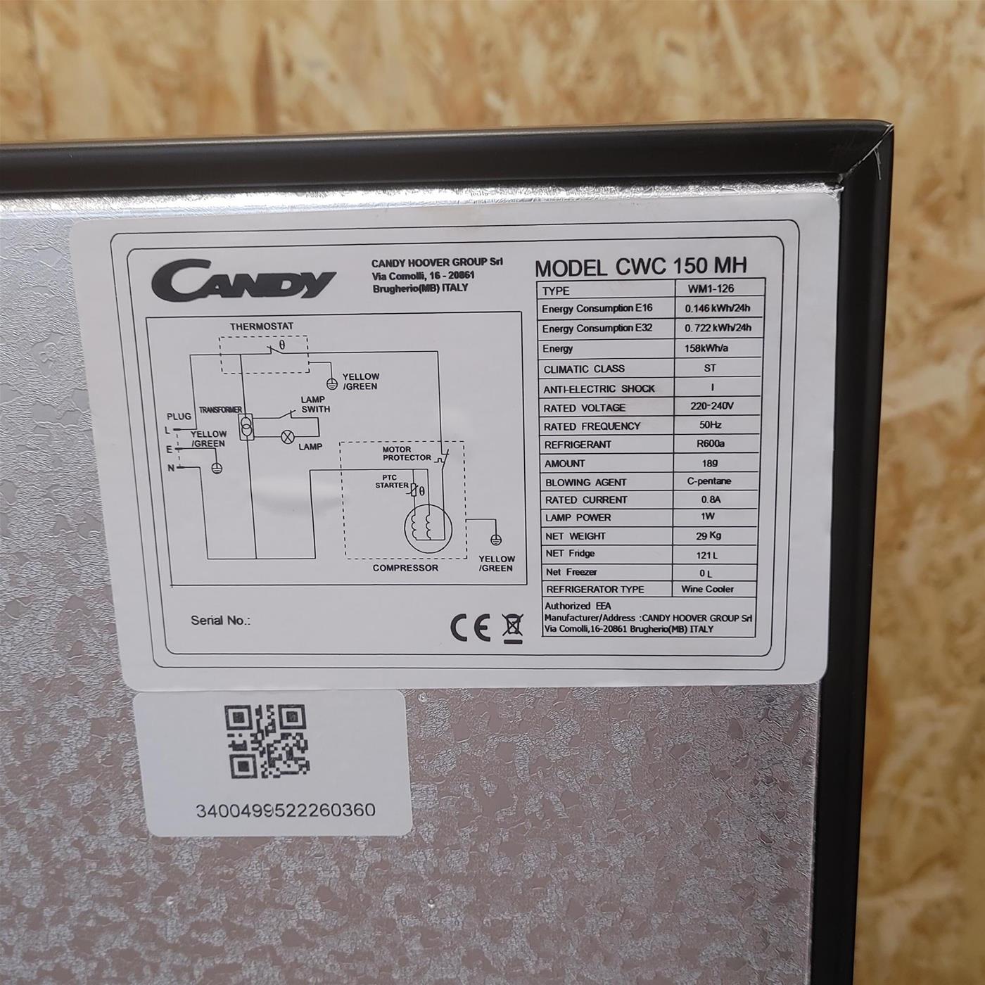 Candy DiVino CWC 150 MH Frigorifero per vino a compressore Libera installazione Nero 41 bottiglia/e