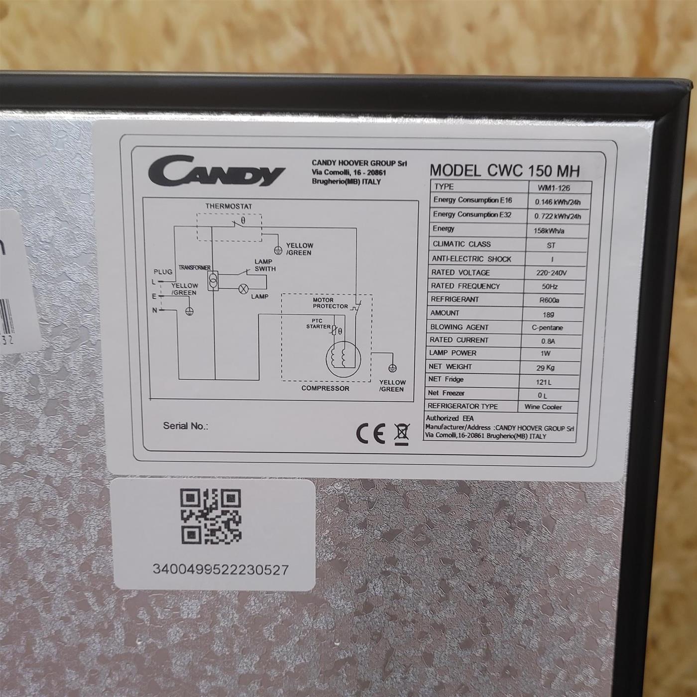 Candy DiVino CWC 150 MH Frigorifero per vino a compressore Libera installazione Nero 41 bottiglia/e