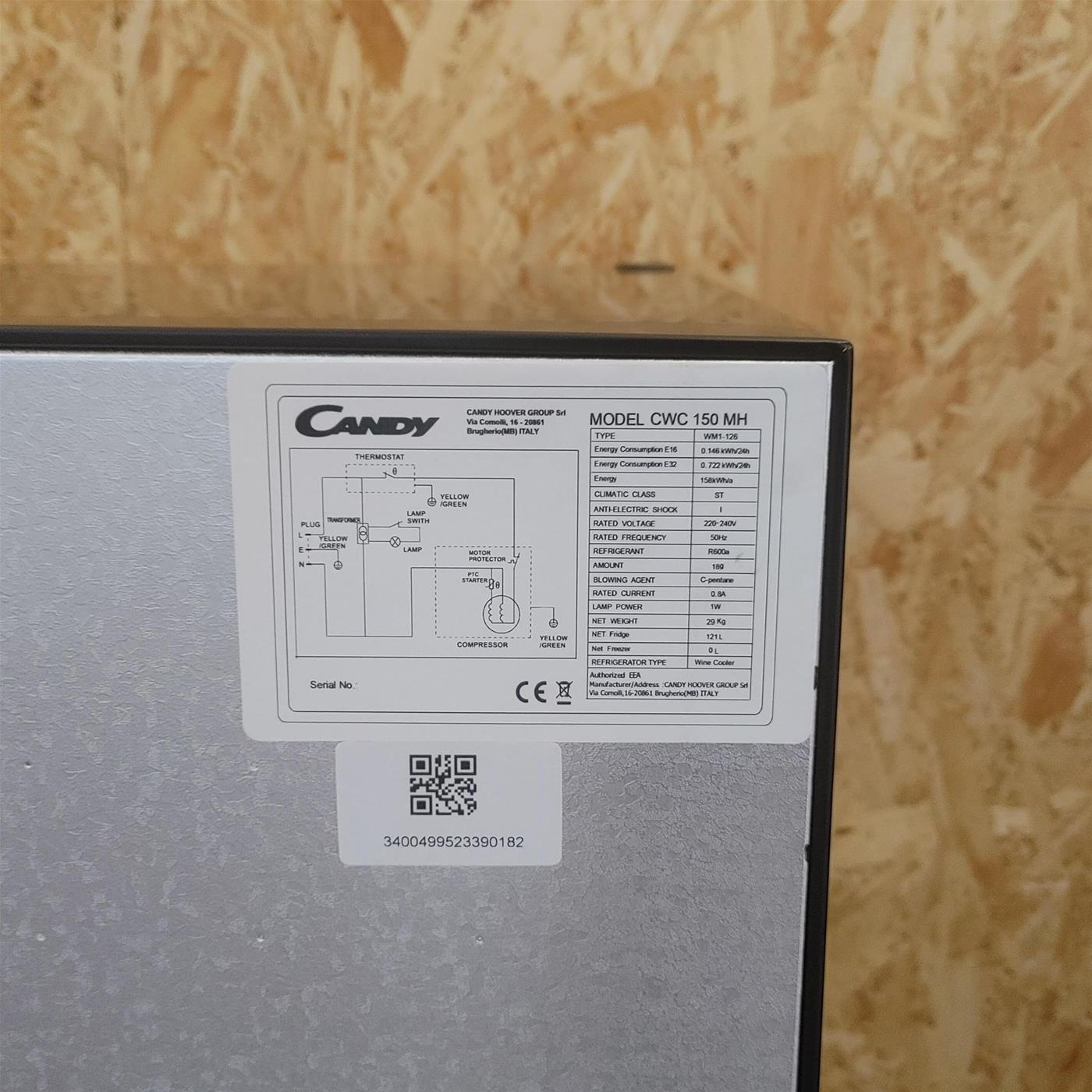 Candy DiVino CWC 150 MH Frigorifero per vino a compressore Libera installazione Nero 41 bottiglia/e
