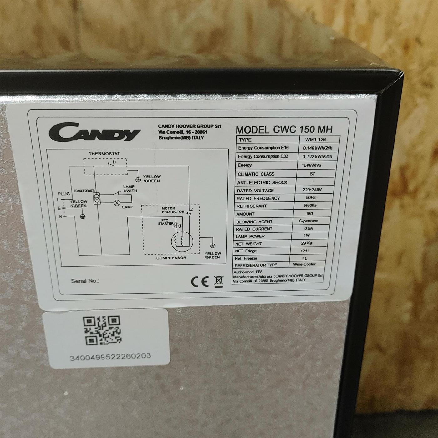 Candy DiVino CWC 150 MH Frigorifero per vino a compressore Libera installazione Nero 41 bottiglia/e