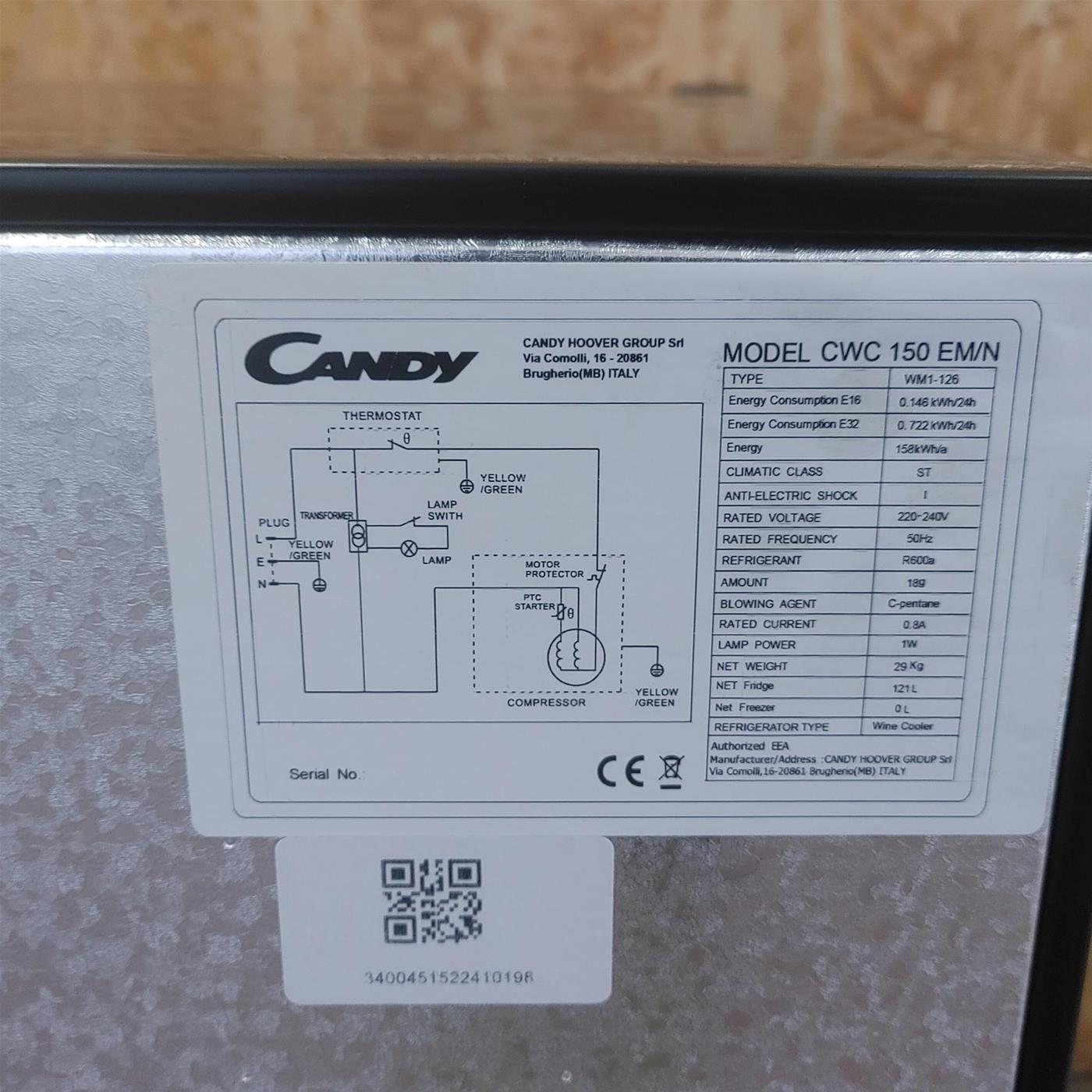 Cantinetta Frigo Candy DiVino CWC 150 EM/N 41 bottiglia