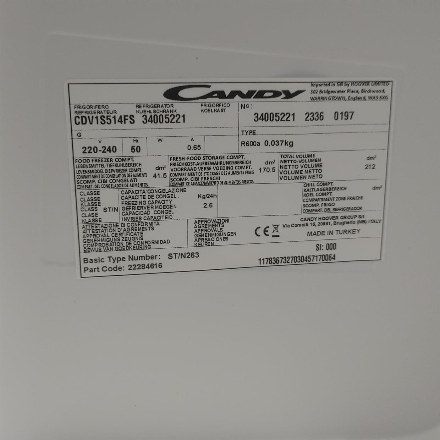 Candy CDV1S514FS Libera installazione 212 LF Argento
