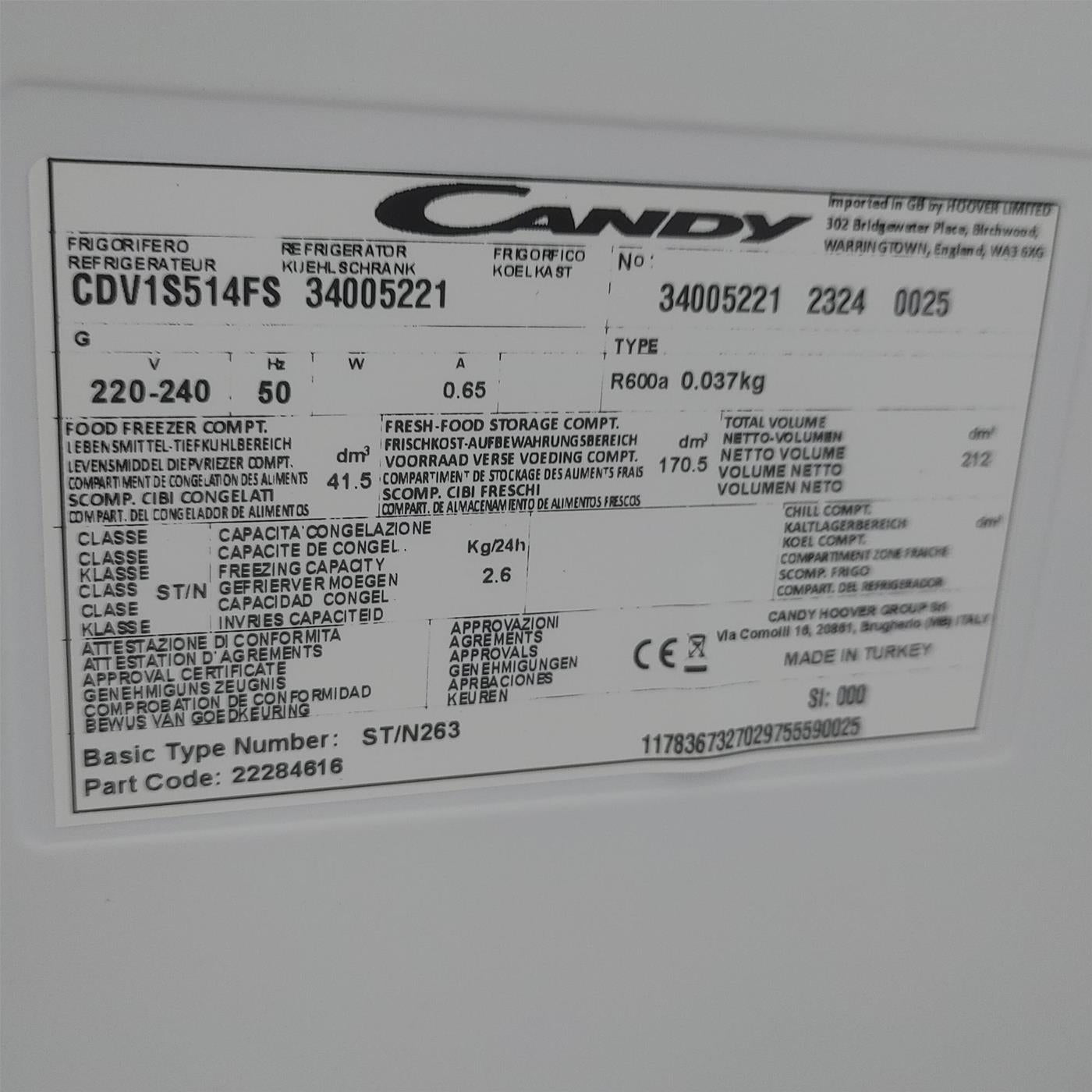 Candy CDV1S514FS Libera installazione 212 LF Argento