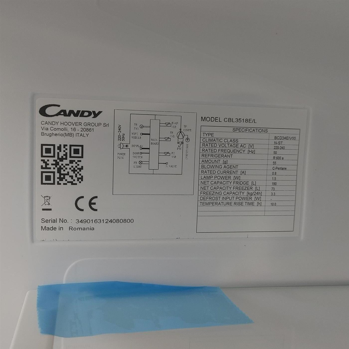 Frigorifero Candy CBL3518E/L da incasso 263 L