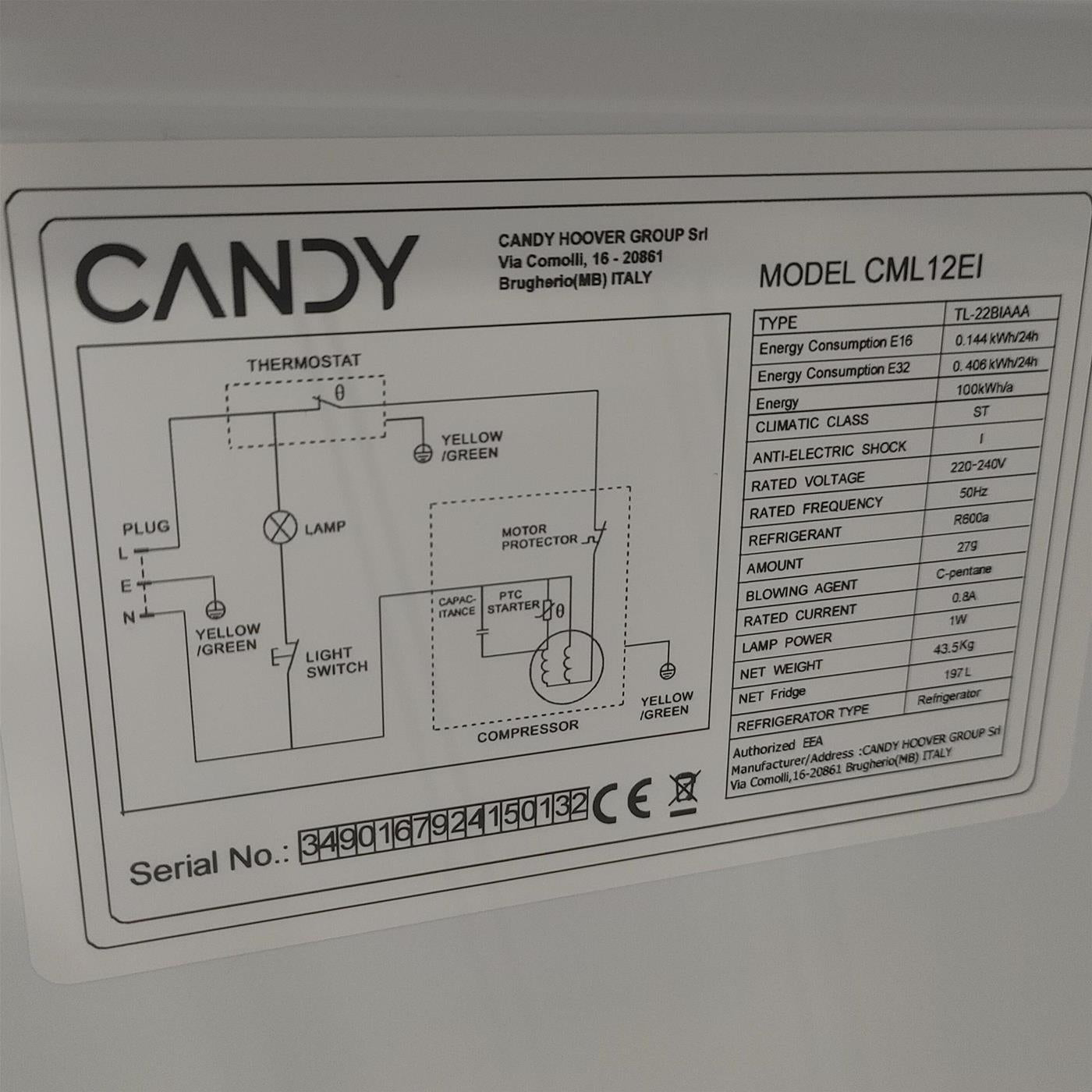Frigorifero Candy CML12EI Da incasso 197 L