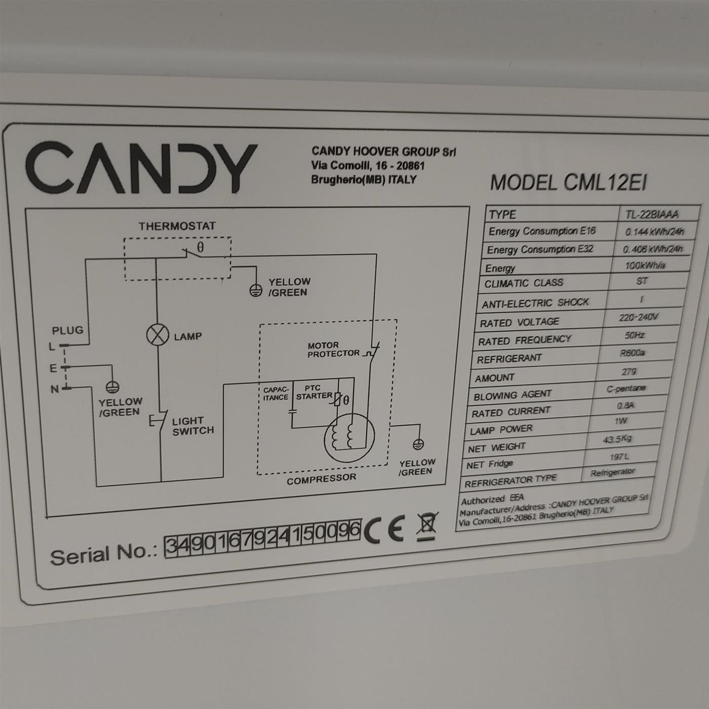 Frigorifero Candy CML12EI da incasso 197 L