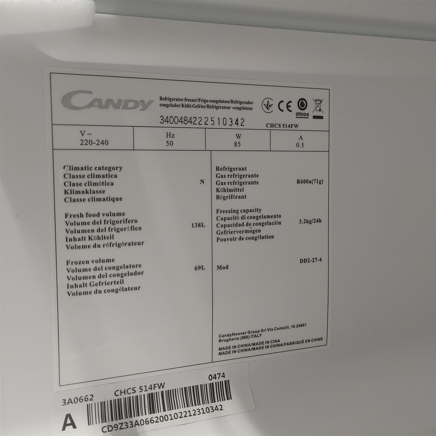 Candy CHCS 514FW Libera installazione 207 LF Bianco