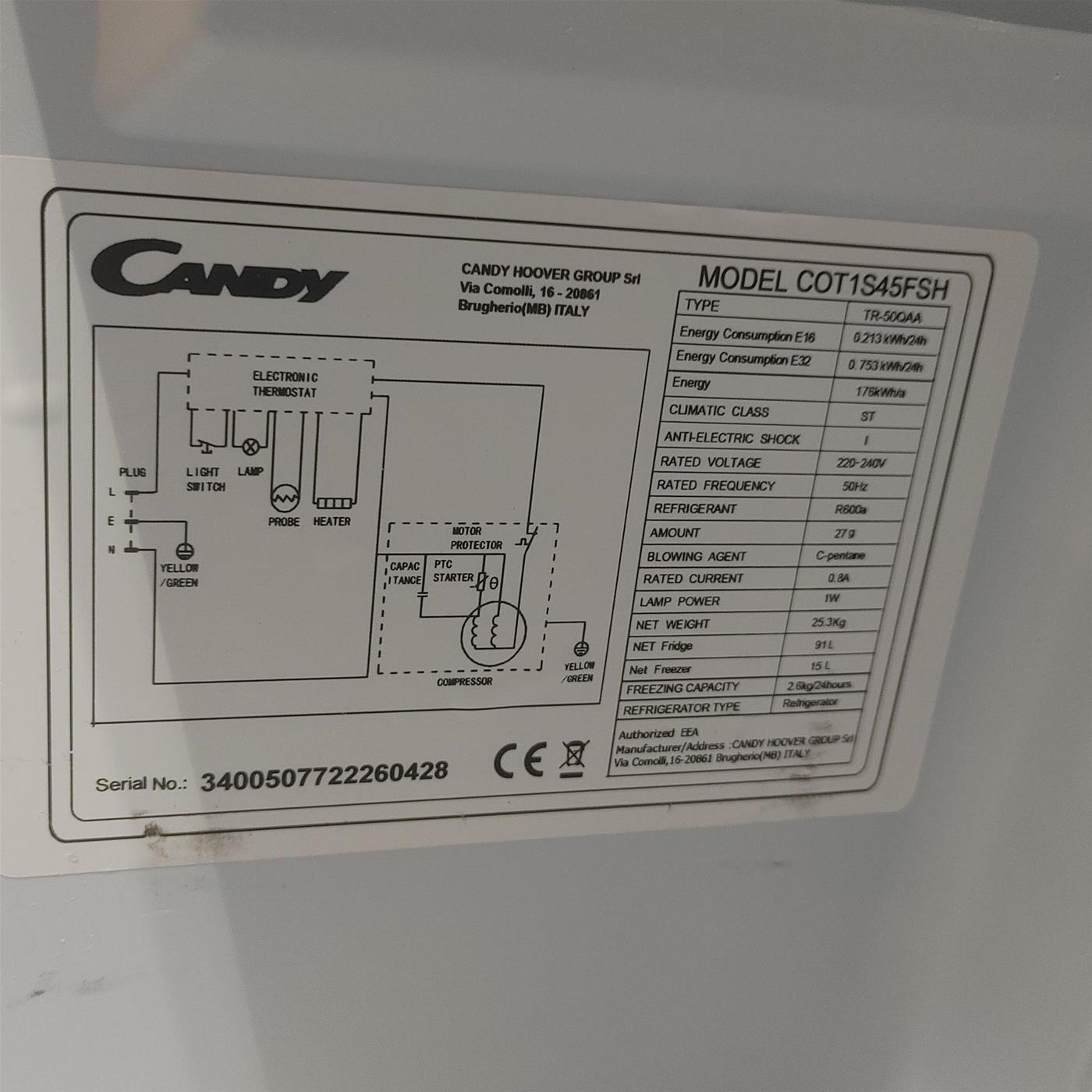 Frigorifero monoporta Candy Comfort COT1S45FSH 106 L