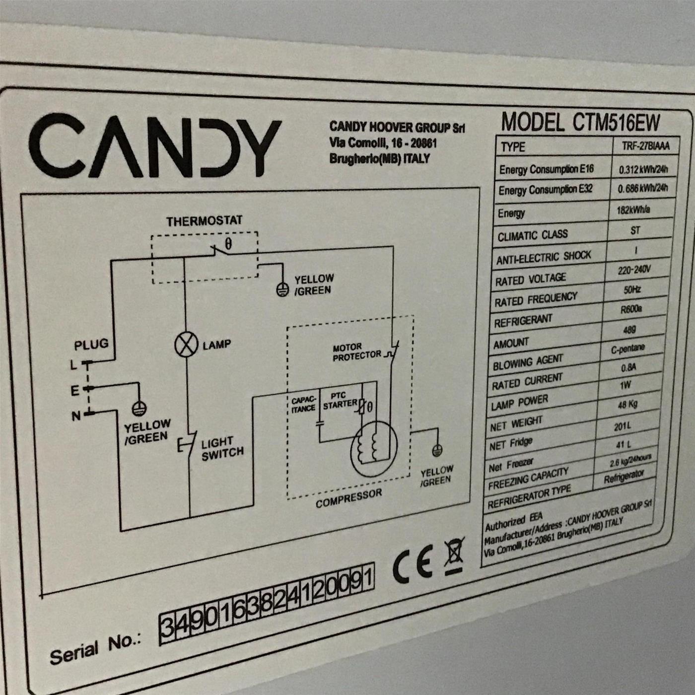 Frigorifero Candy CTM516EW Da incasso 242 L