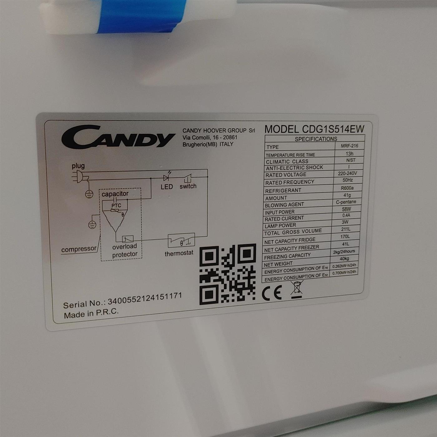 Frigorifero Candy CDG1S514EW 211 L