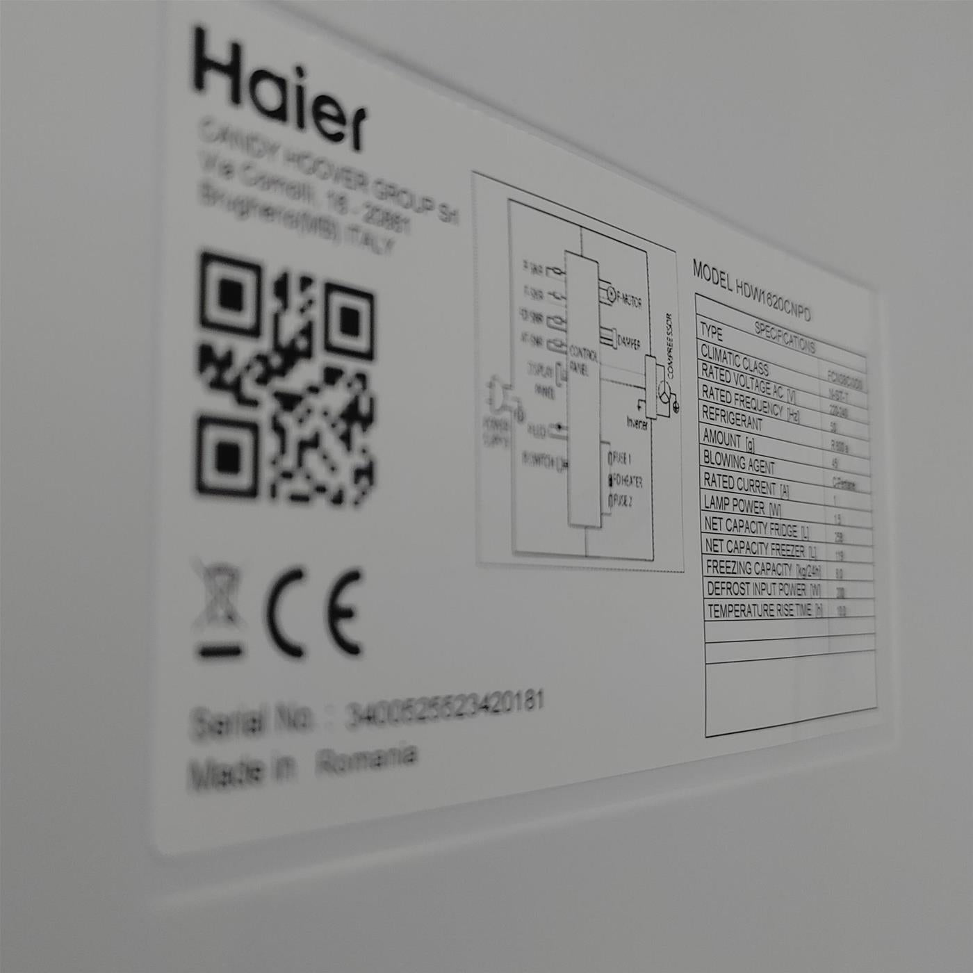 Haier 2D 60 Serie 1 HDW1620CNPD Libera installazione 377 LC Nero