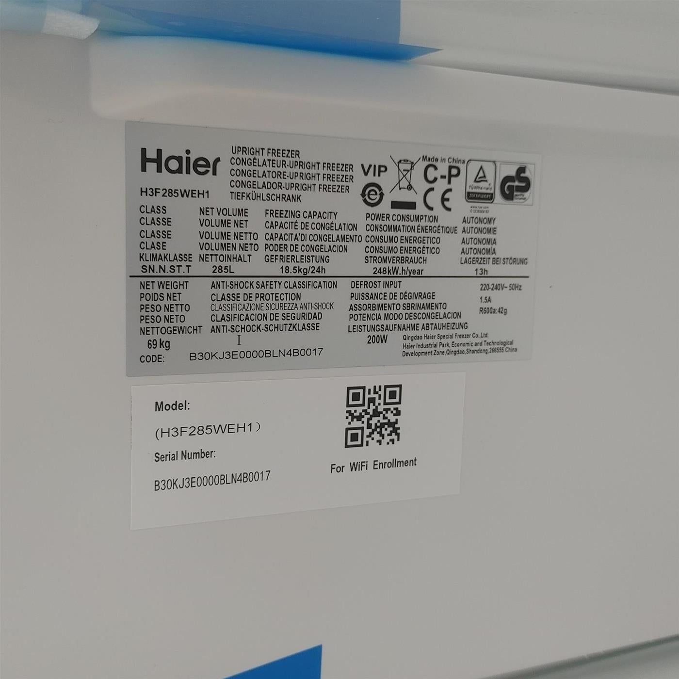 Haier Congelatore verticale 285l H3f285weh1 Bianco