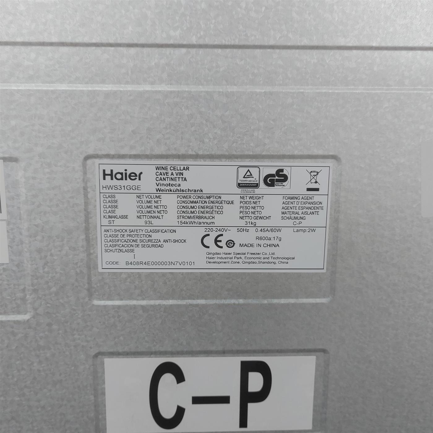 Haier Wine Bank 50 Serie 3 HWS31GGE Frigorifero per vino a compressore Libera installazione Nero 31 bottiglia/e