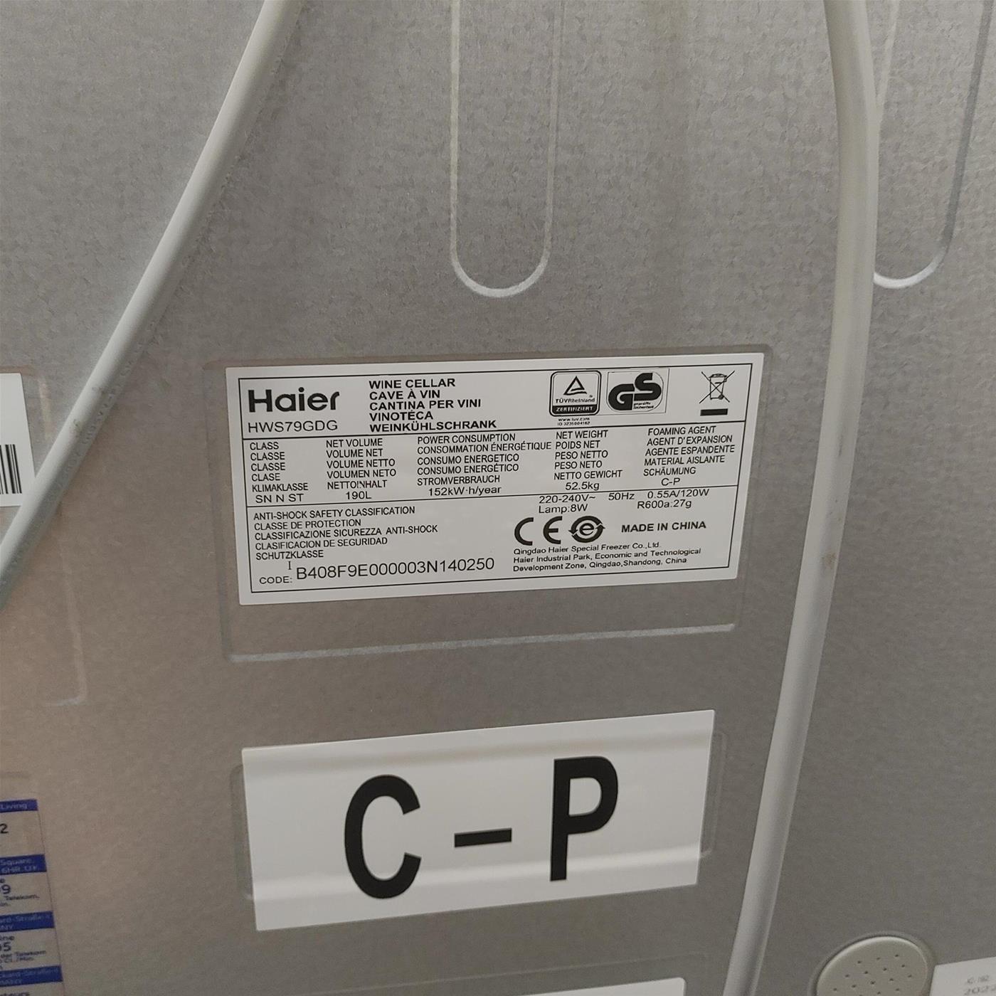 Haier Wine Bank 50 Serie 5 HWS79GDG Frigorifero per vino a compressore Libera installazione Nero 79 bottiglia/e