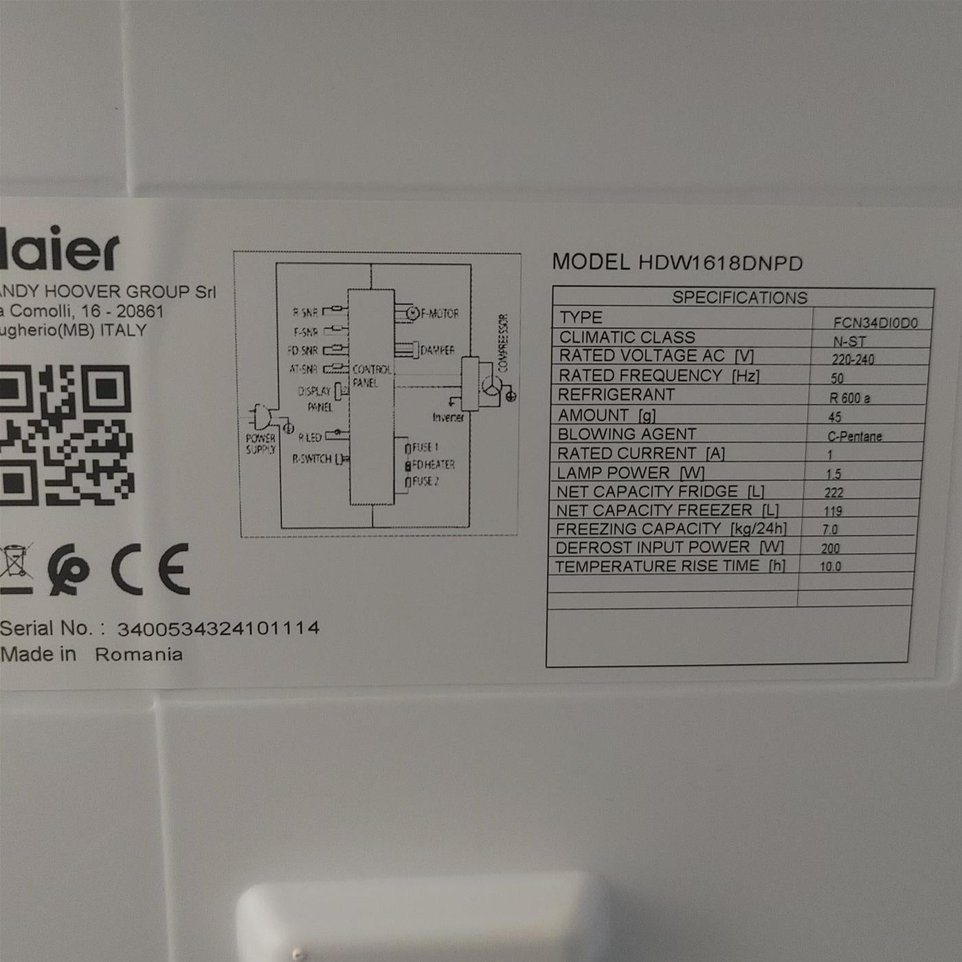 Haier 2D 60 Serie 1 HDW1618DNPD Libera installazione 341 LD Acciaio inossidabile