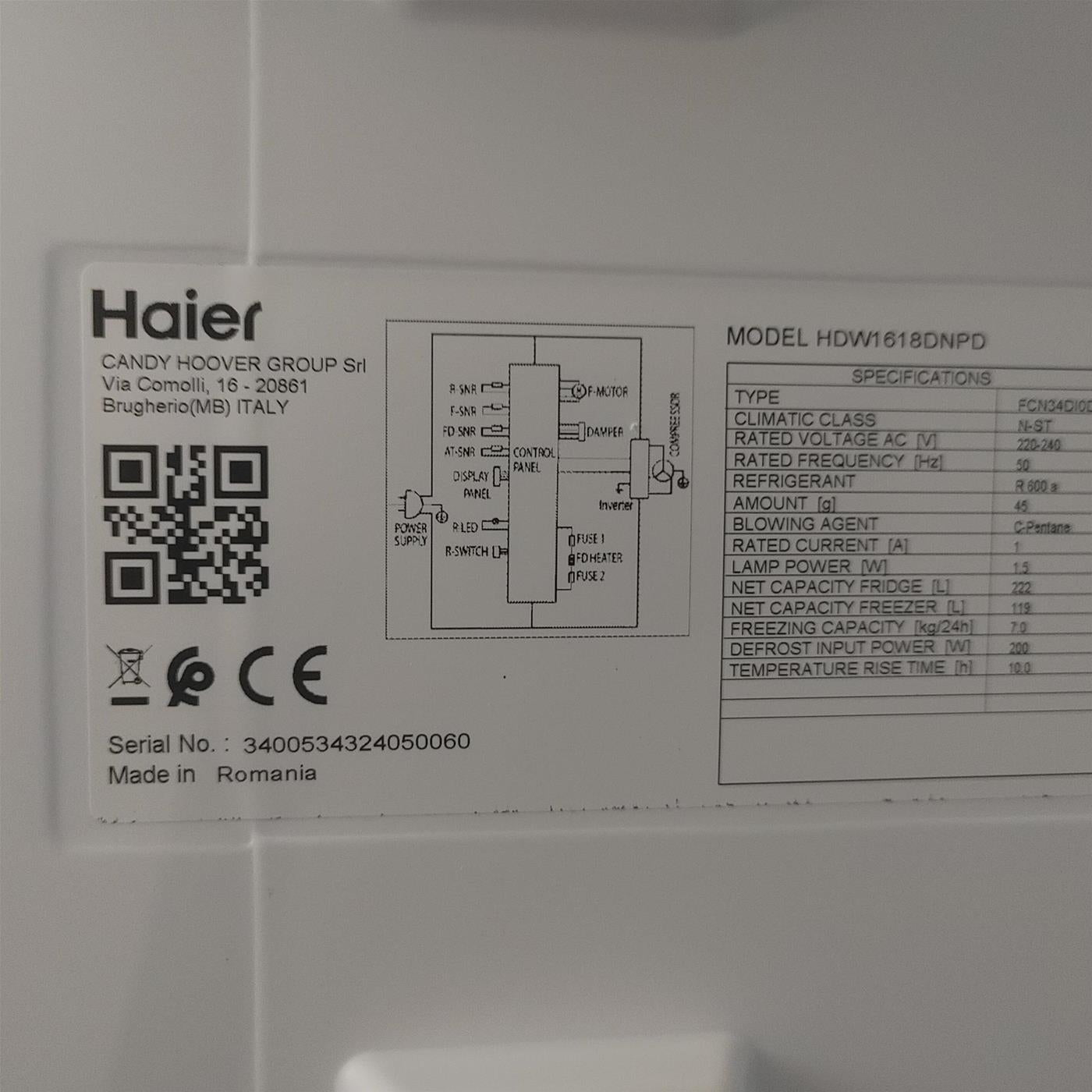 Haier 2D 60 Serie 1 HDW1618DNPD Libera installazione 341 LD Acciaio inossidabile