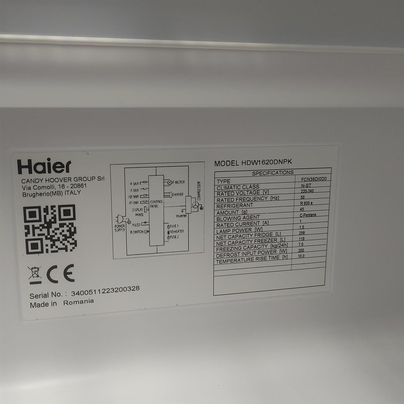 Haier 2D 60 Serie 1 HDW1620DNPK Libera installazione 377 LD Argento