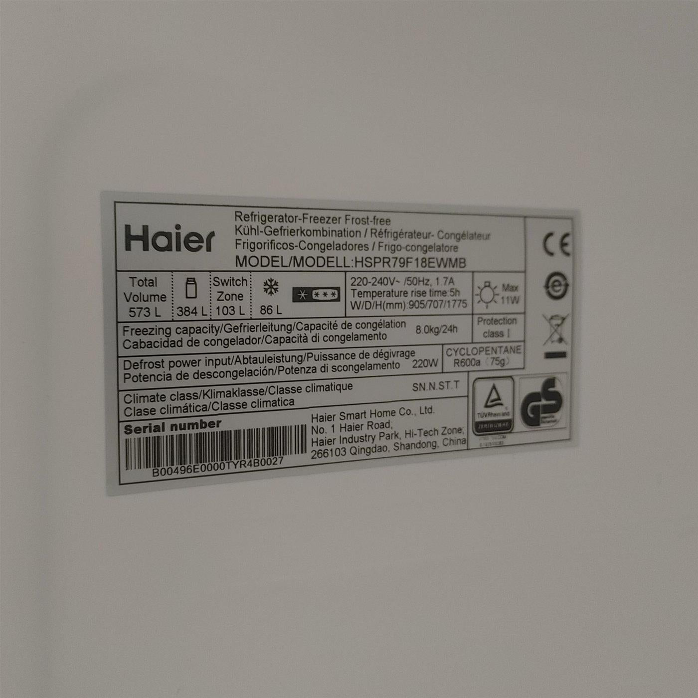 Frigorifero Haier HSPR79F18EWMB SBS 3 Porte