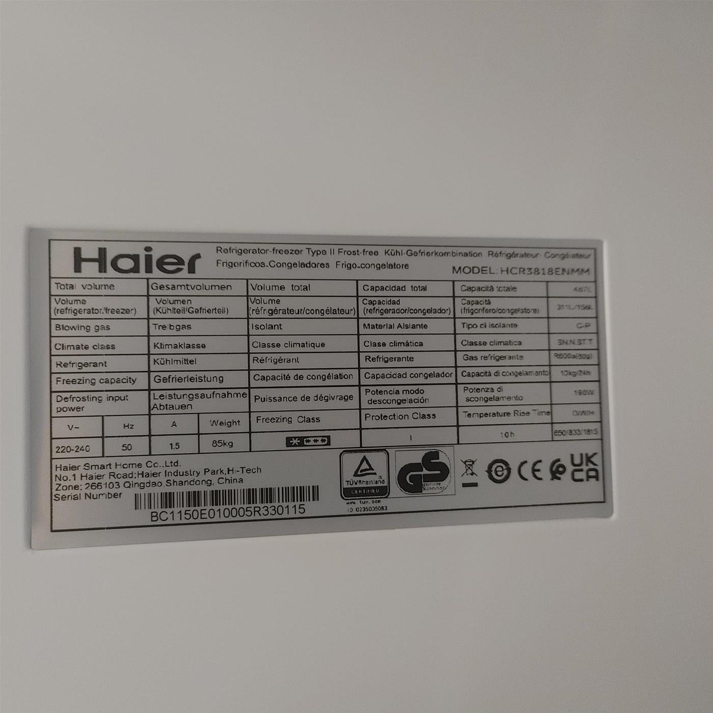 Frigorifero Haier Multidoor HCR3818ENMM SbS 467 L