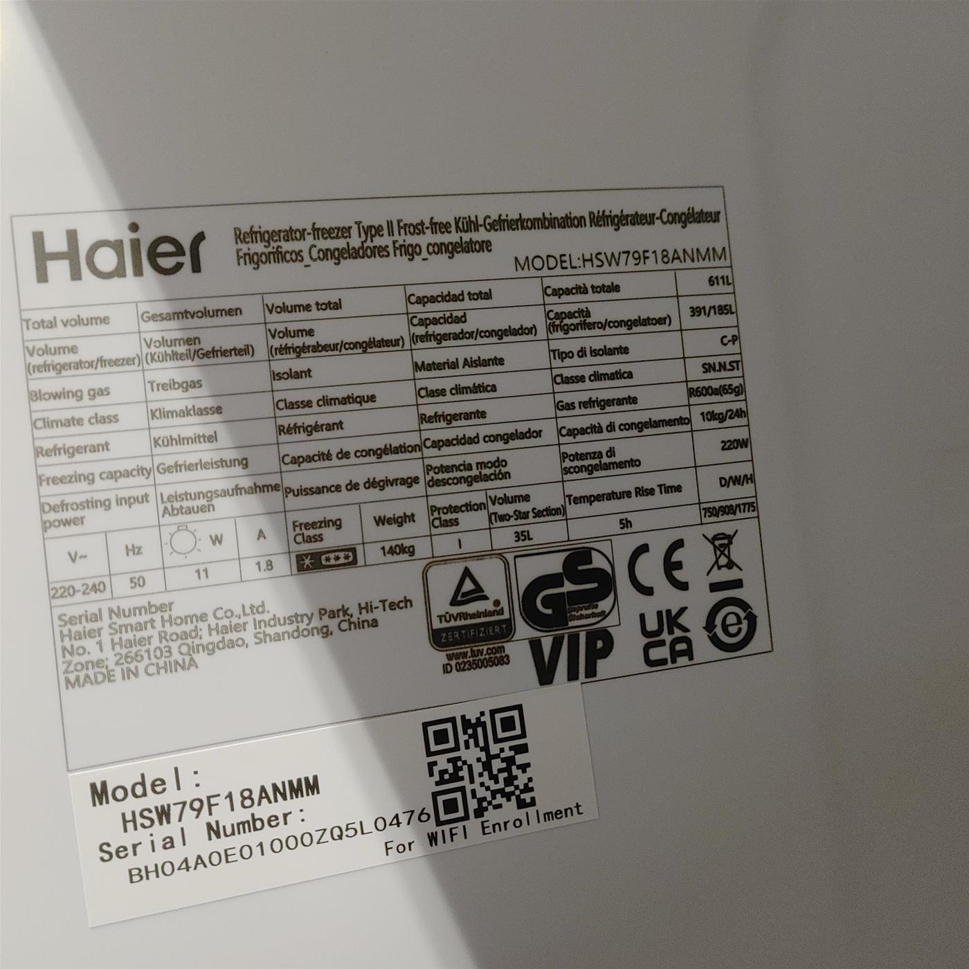 Frigorifero Haier HSW79F18ANMM SBS 611 L