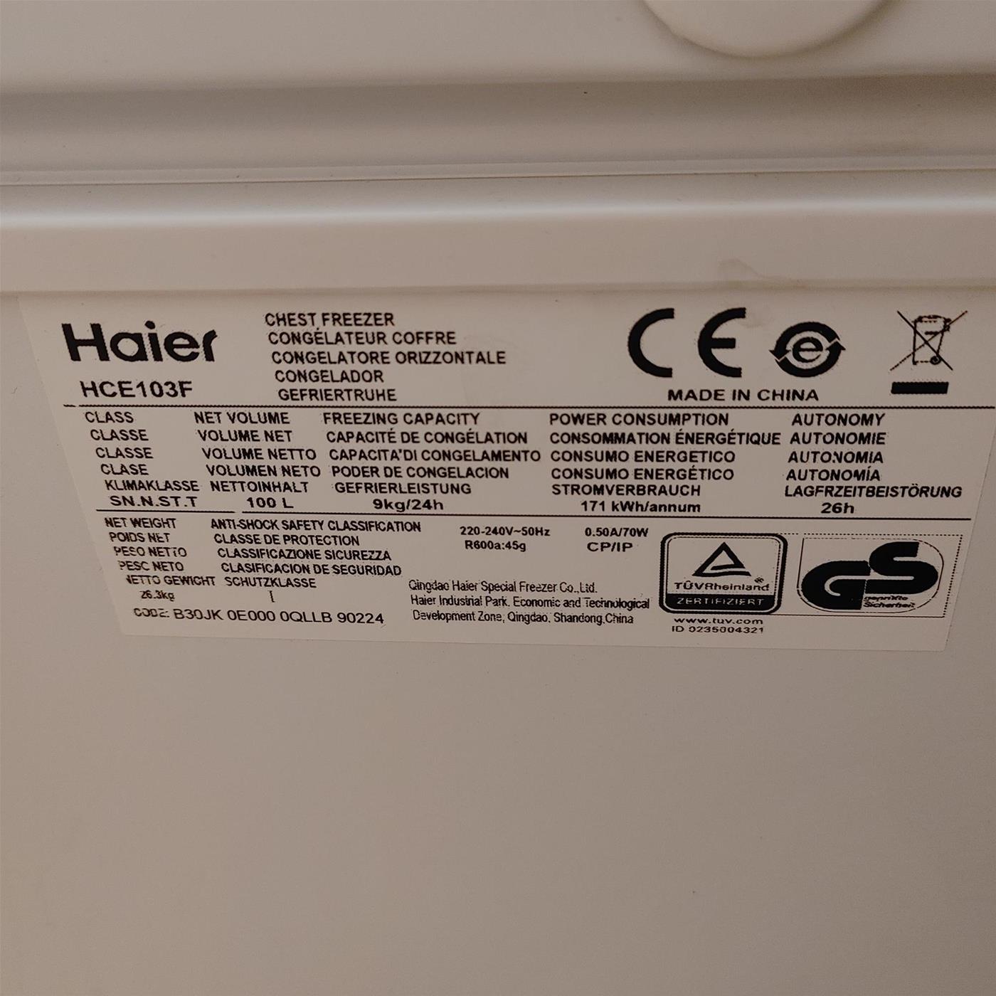 Haier HCE103F Congelatore a pozzetto Libera installazione 100 LF Bianco