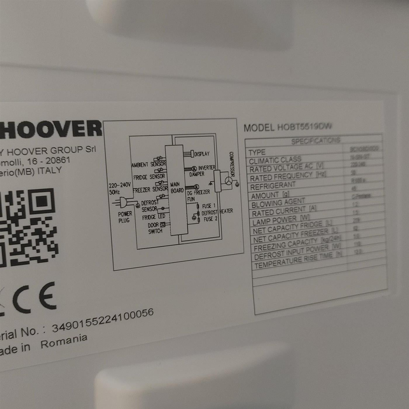 Frigorifero Hoover H-FRIDGE 500 HOBT5519DW Da incasso 281 L