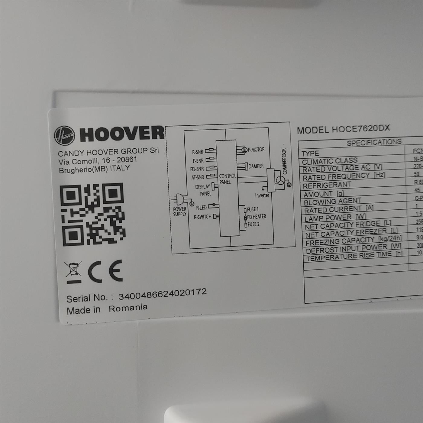 Frigorifero Hoover H-FRIDGE 700 HOCE7620DX 377 L