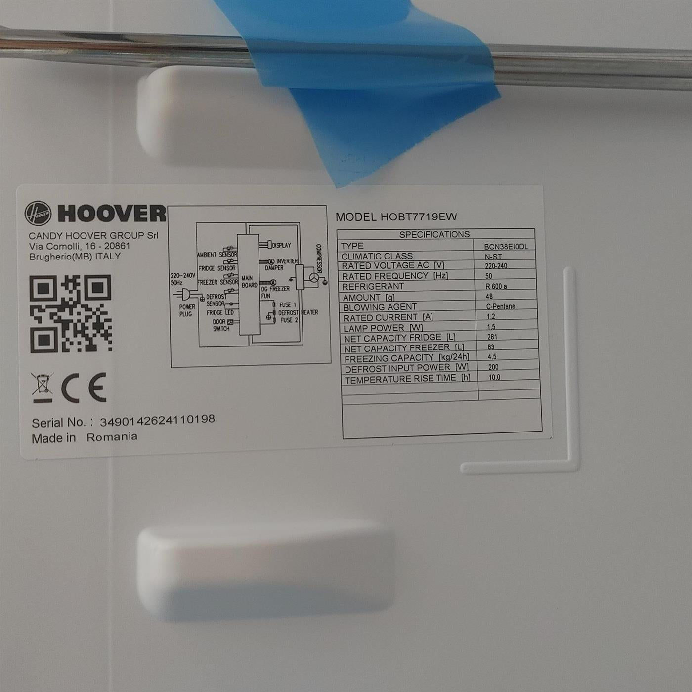 Hoover H-FRIDGE 700 HOBT7719EW Incasso 364 LE Bianco