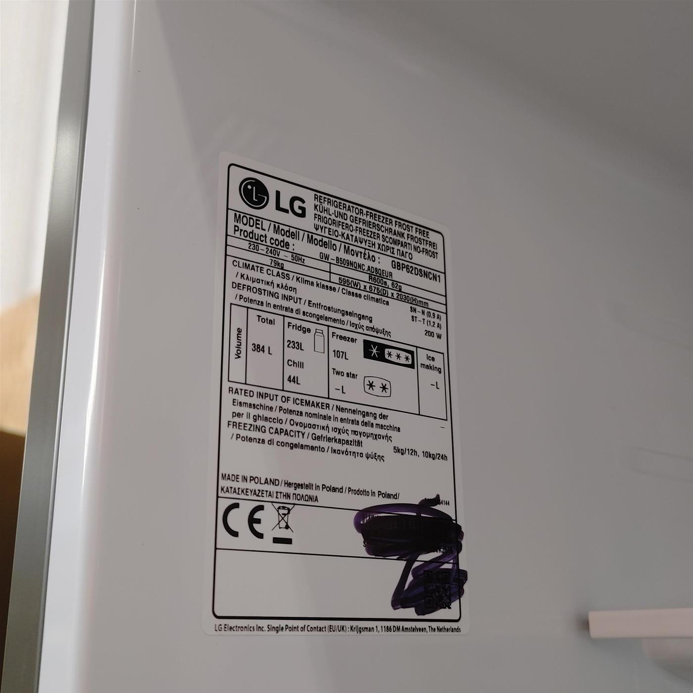 LG GBP62DSNCN1.ADSQE frigorifero con congelatore Libera installazione 384 LC Grafite