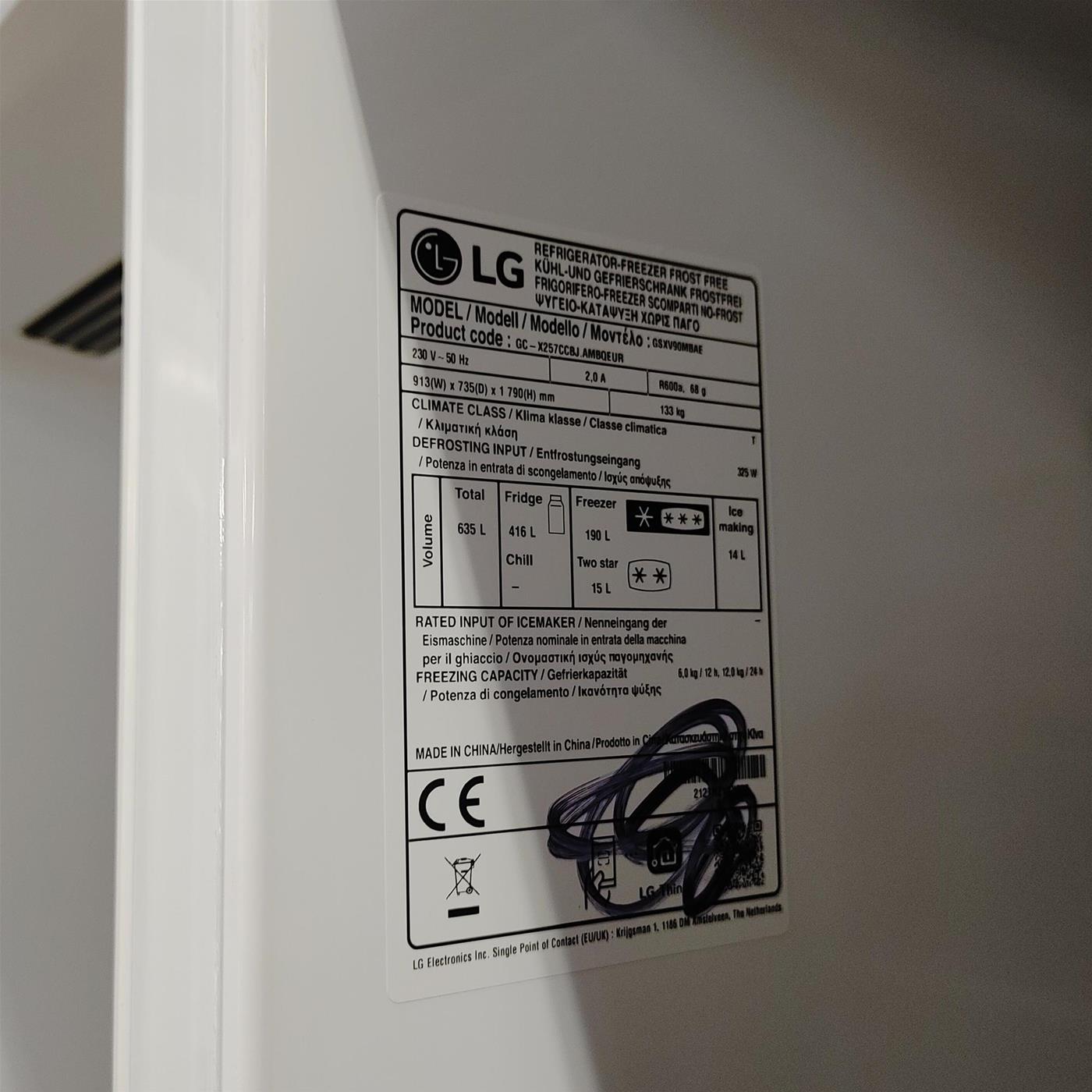 LG GSXV90BSAE frigorifero side-by-side Libera installazione 635 L E Acciaio inossidabile