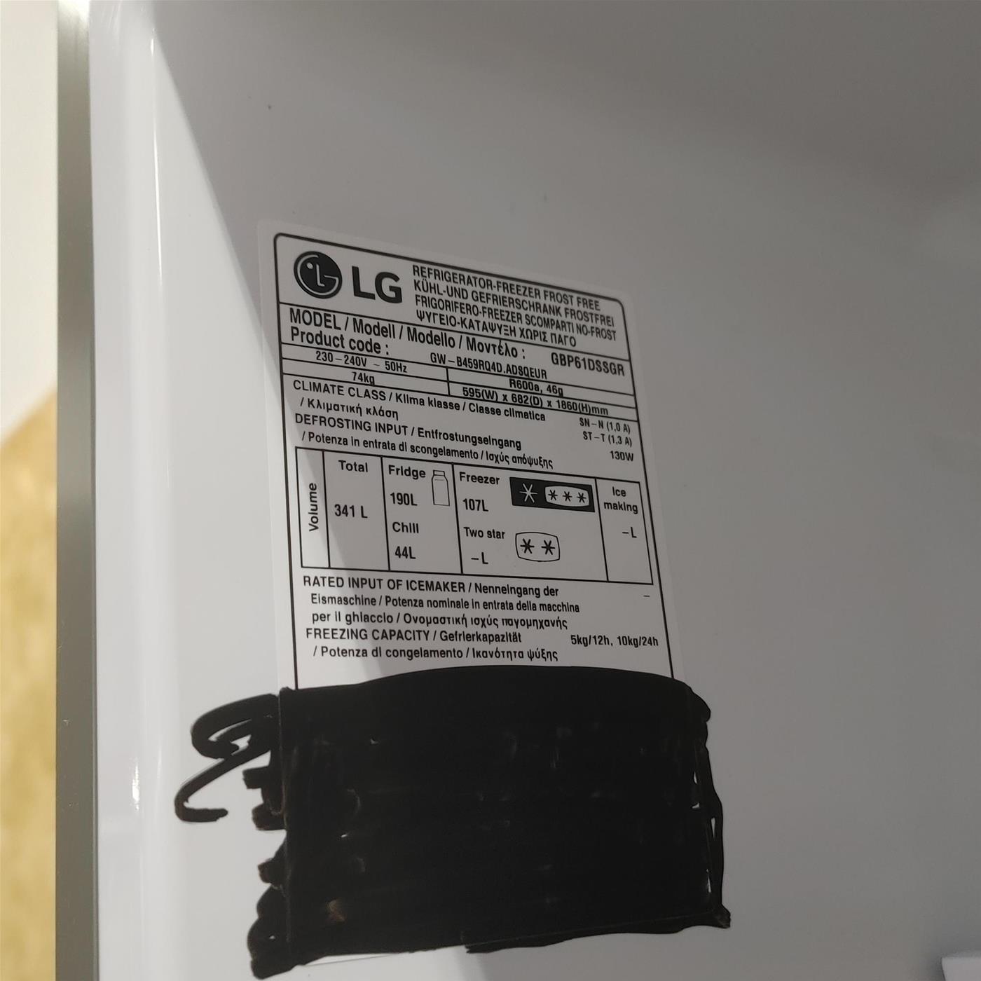 Frigocongelatore LG GBP61DSSGR Libera installazione 341 LD Grafite