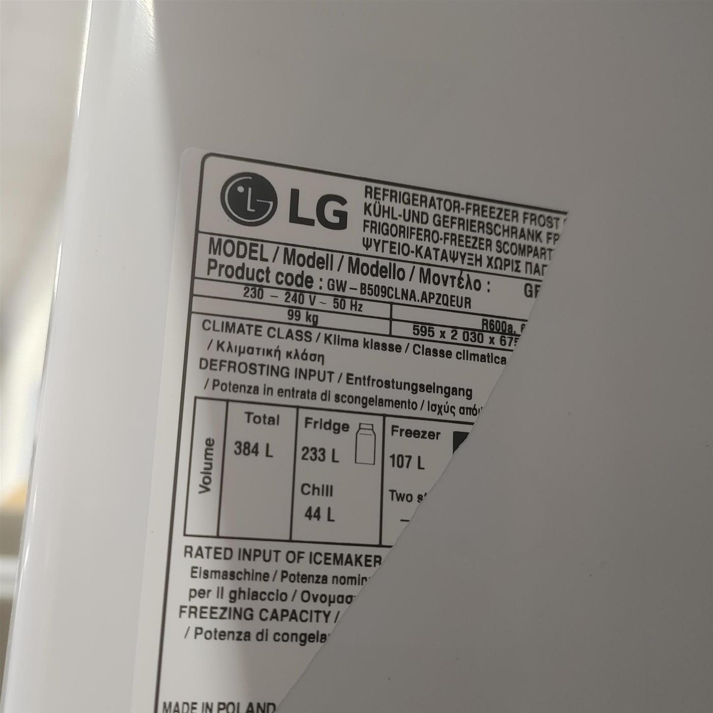 LG GBP62PZNAC Frigorifero combinato, Classe A, 384L, Fresh Converter, No frost, Inox