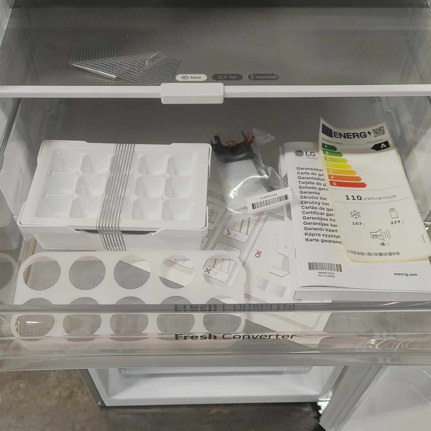 LG GBP62PZNAC Frigorifero combinato, Classe A, 384L, Fresh Converter, No frost, Inox