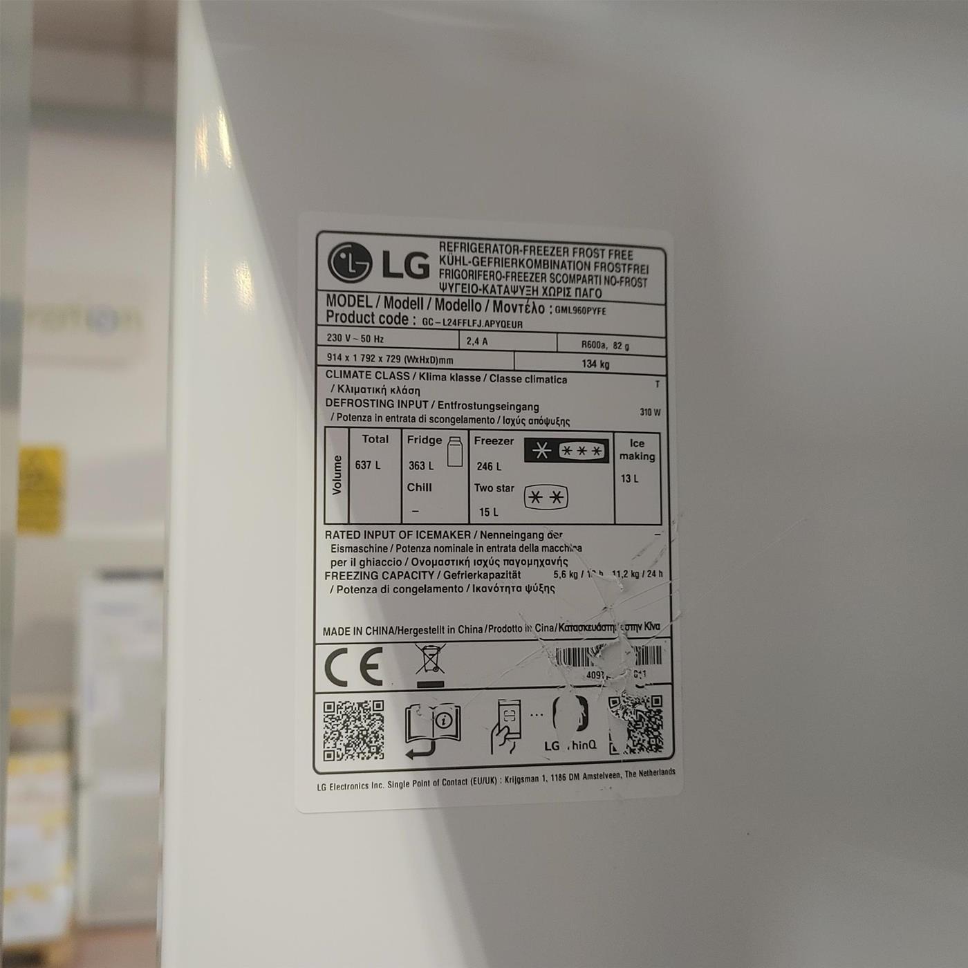 Frigorifero LG GML960PYFE Side-by-side 637 L
