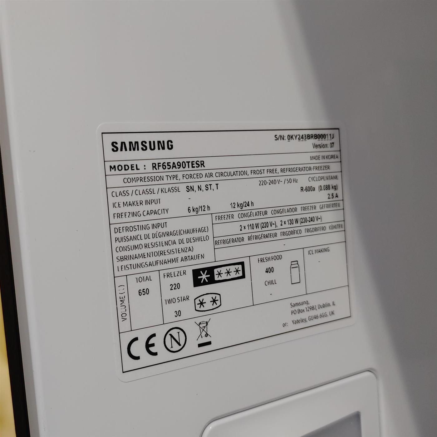 Samsung RF65A90TESR frigorifero side-by-side Libera installazione E, No Frost