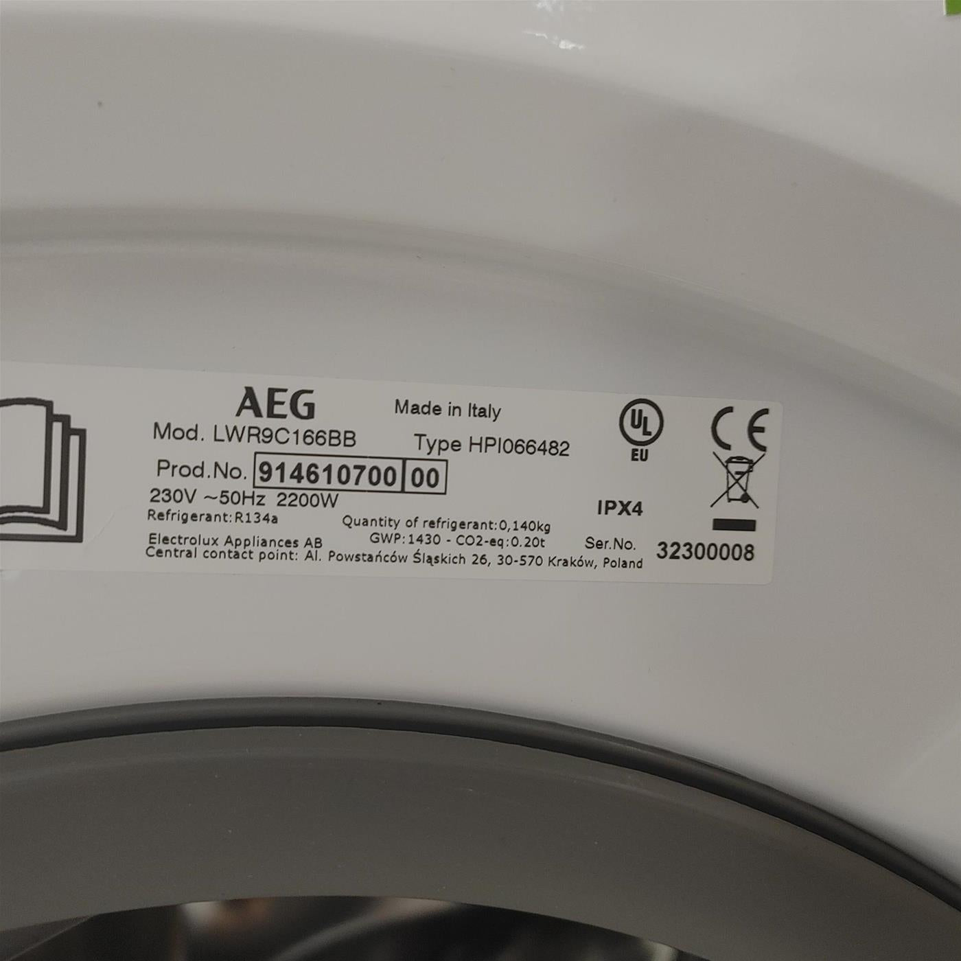 AEG LWR9C166BB lavatrice asciugatrice Libera installazione Carica frontale Bianco C