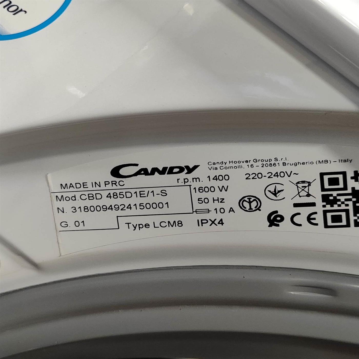 Lavasciuga Candy Smart CBD 485D1E/1-S Da incasso 8/5 Kg