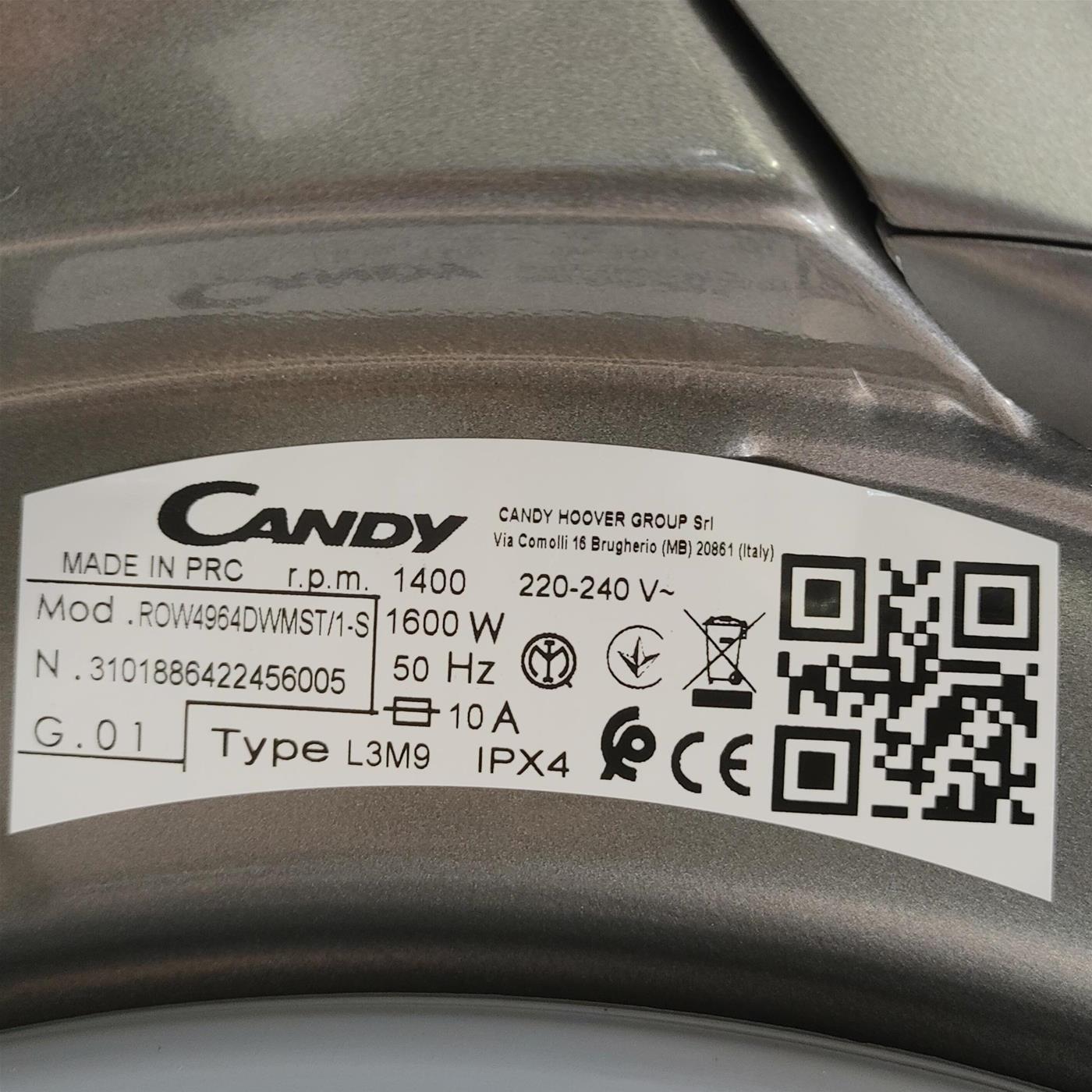 Lavasciuga ROW4964DWMST/1-S Candy RapidÓ Libera Installazione Caricamento Frontale Antracite D