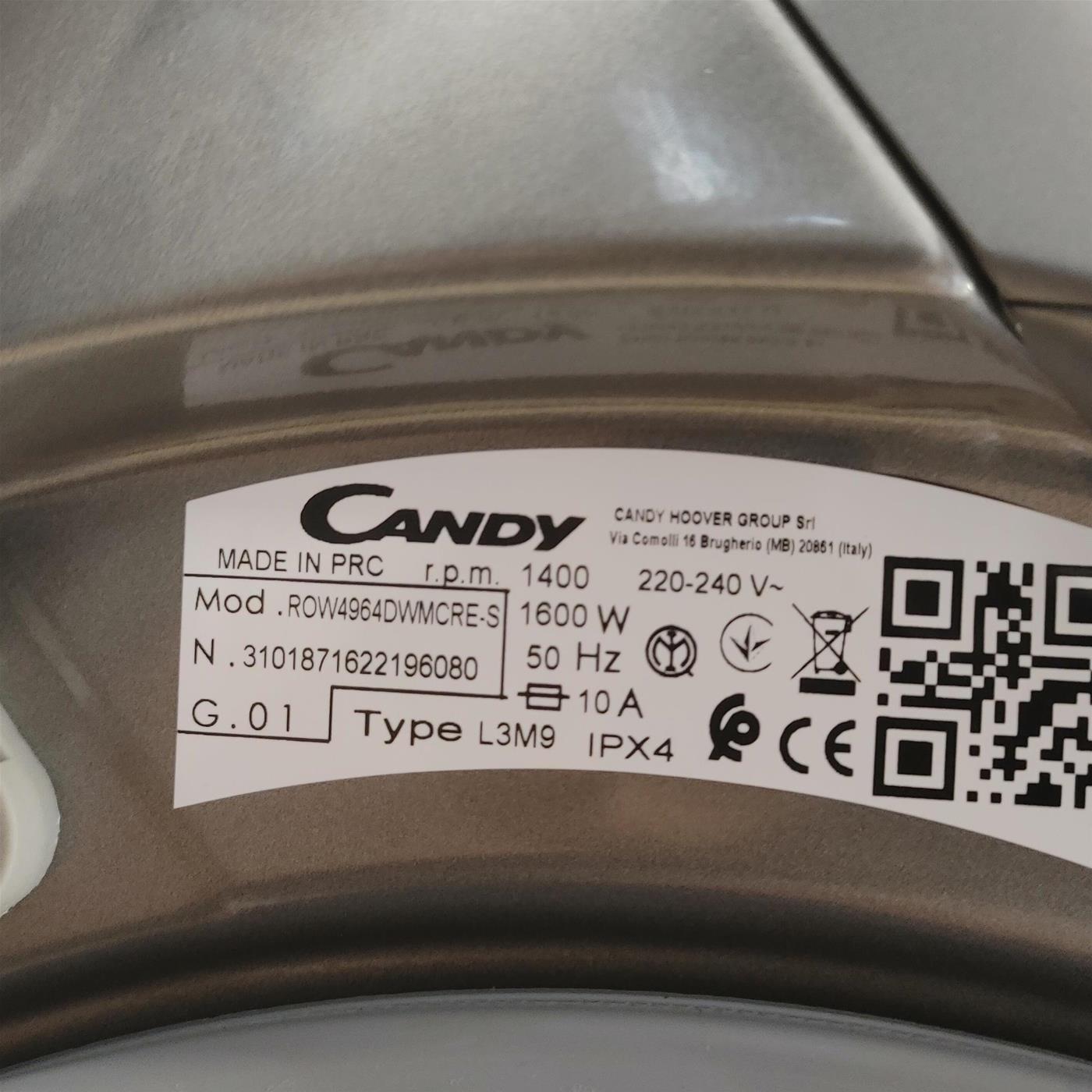 Lavasciuga Candy RapidÓ ROW4964DWMCRE-S Libera Installazione Caricamento Frontale Antracite D
