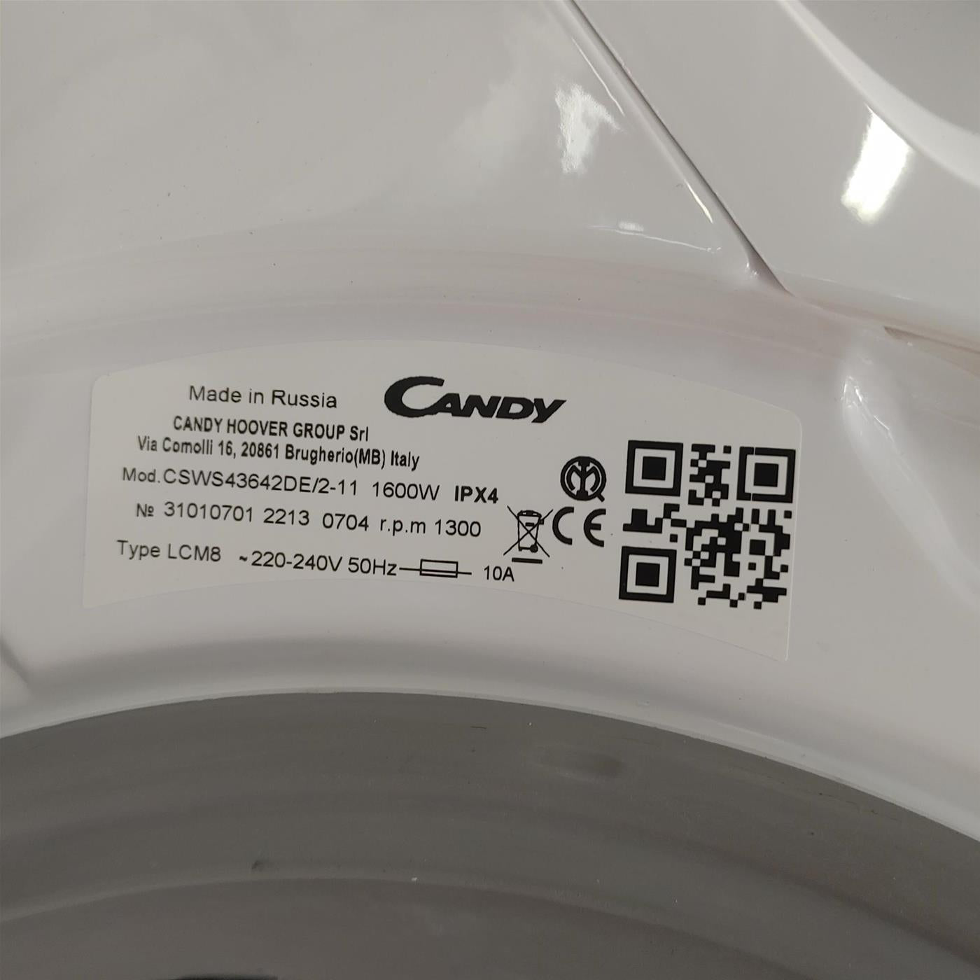 Lavasciuga Candy Smart CSWS43642DE/2-11 Libera Installazione Caricamento Frontale Bianco F