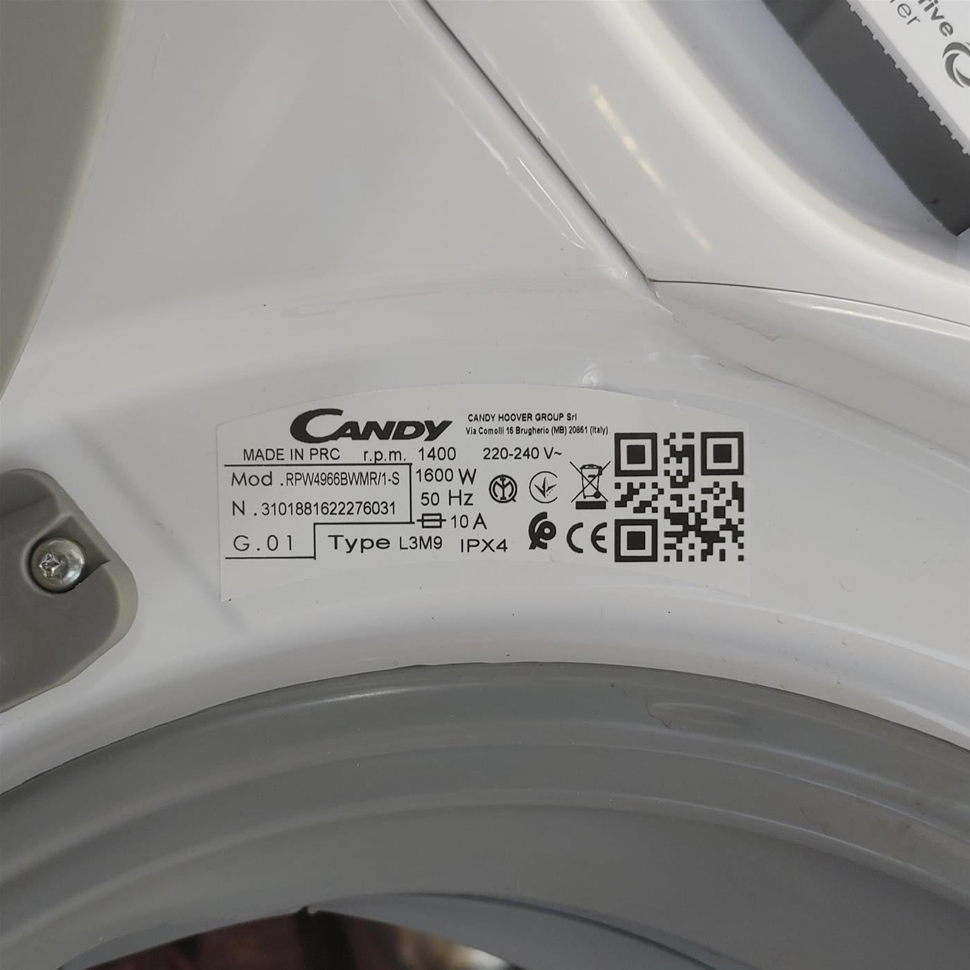 Lavasciuga Candy RapidÓ PRO RPW4966BWMR/1-S, Classe D