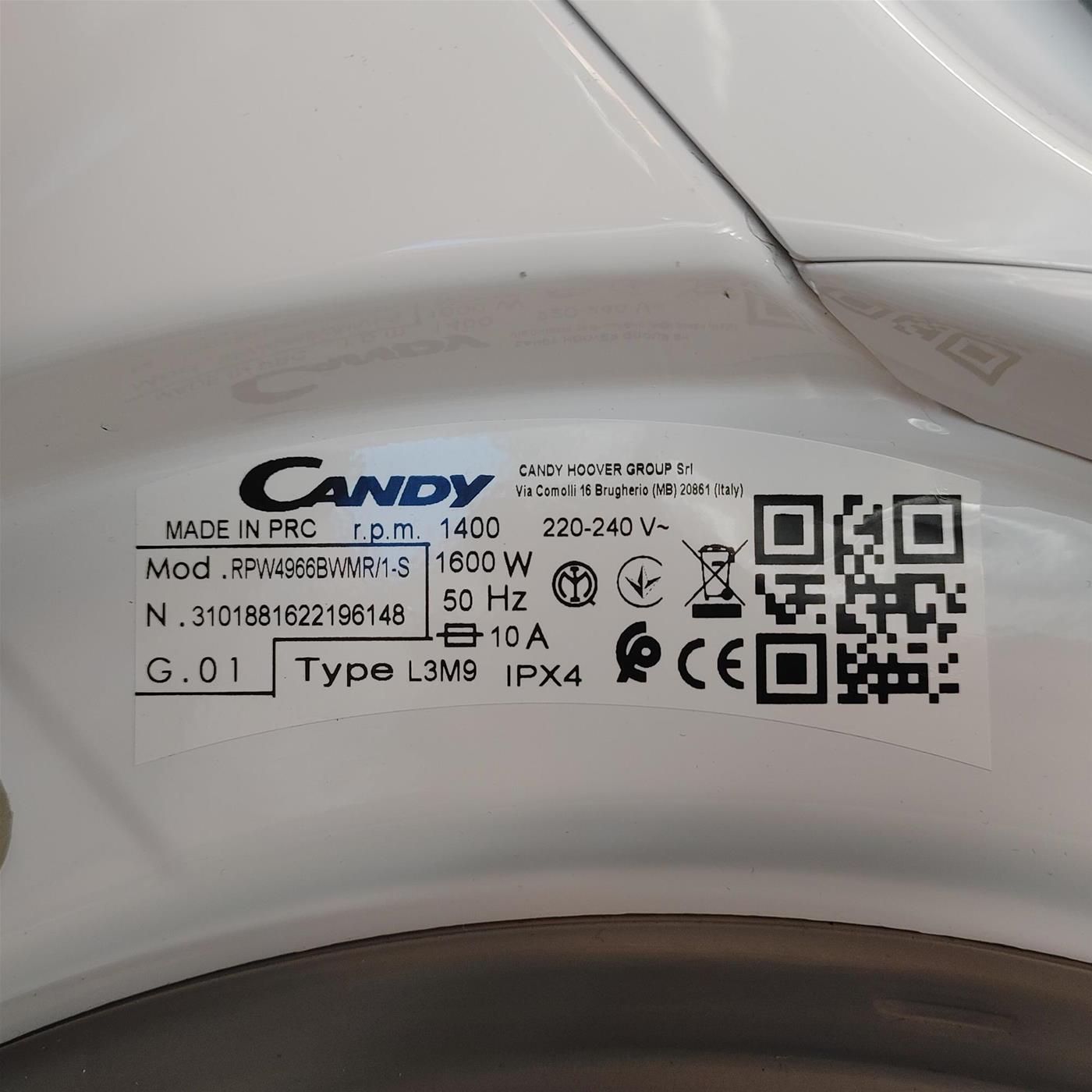 Lavasciuga Candy RapidÓ PRO RPW4966BWMR/1-S, Classe D