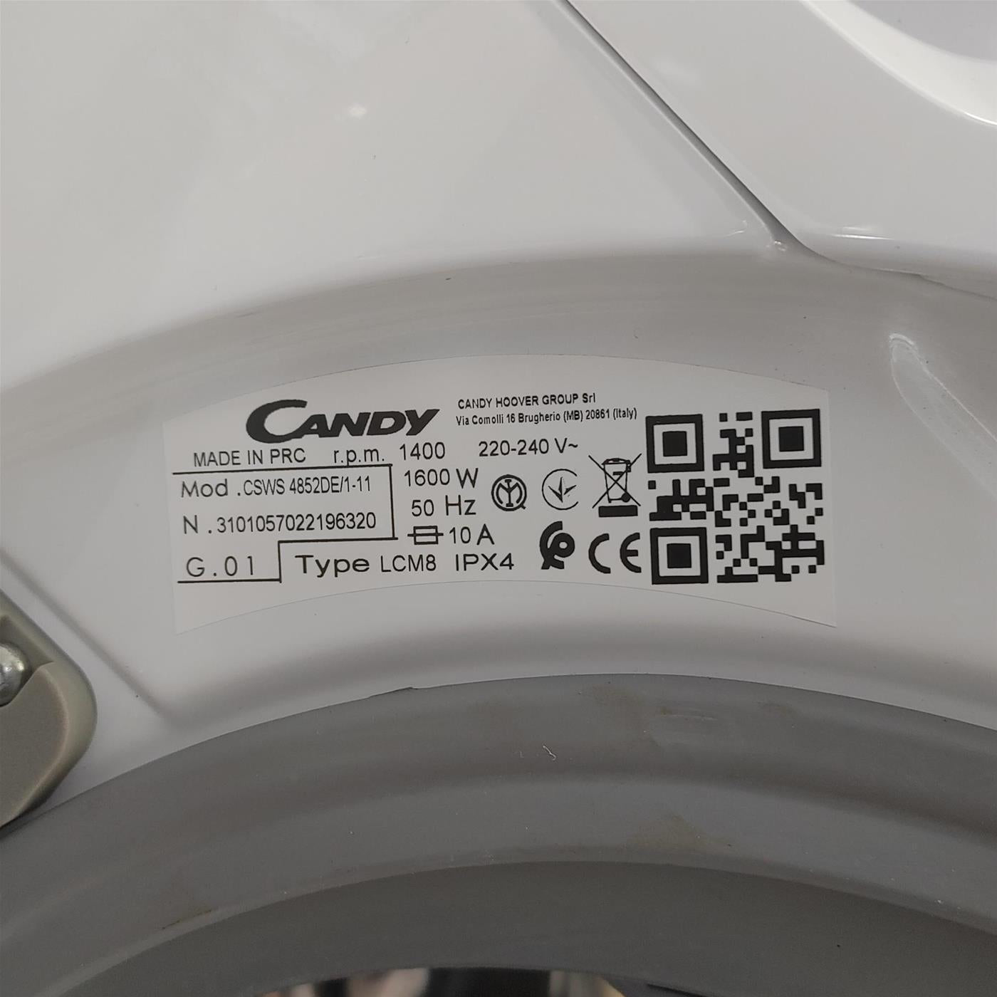 Lavasciuga Candy Smart CSWS4852DE/1-11 Libera Installazione Caricamento Frontale Bianco E