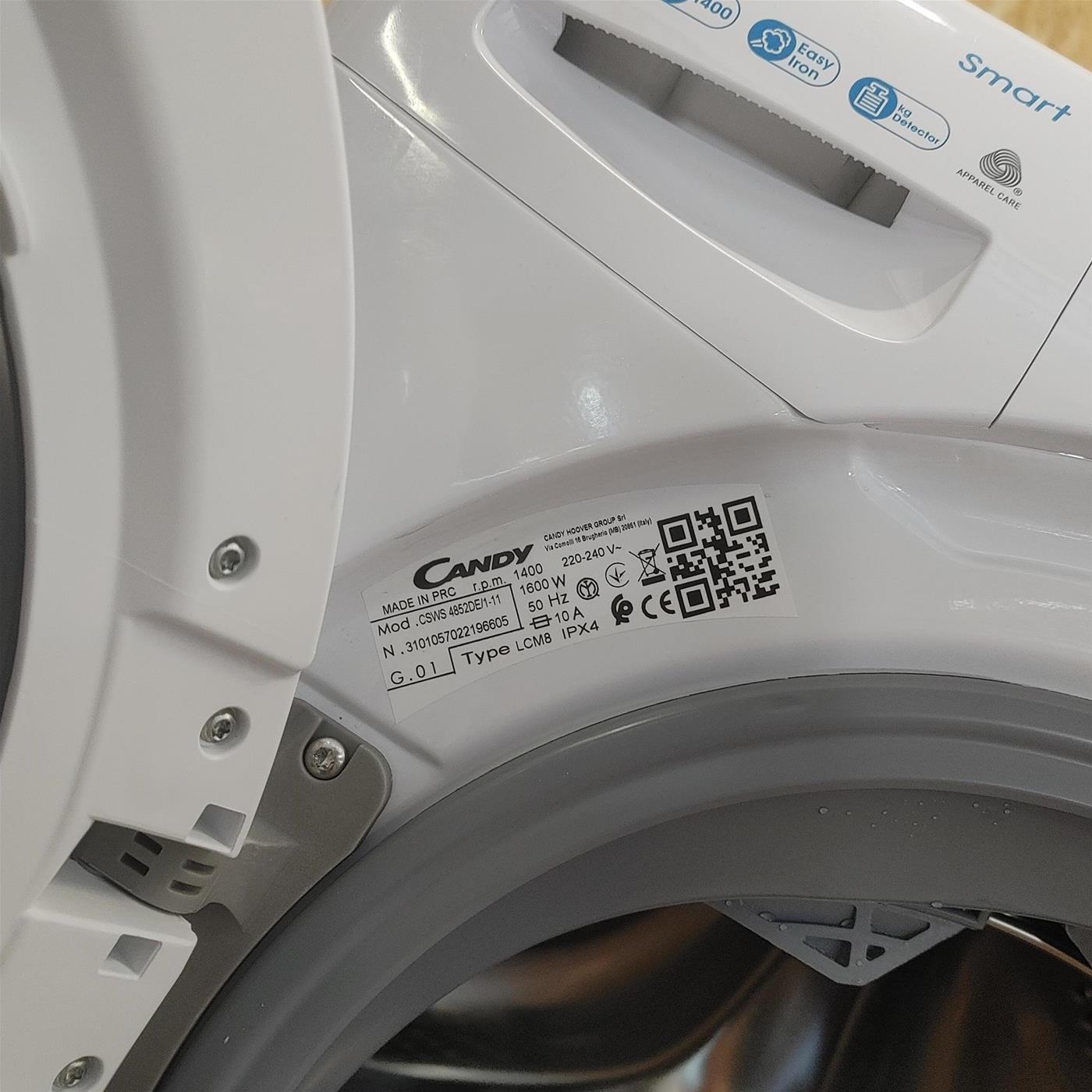 Candy Smart CSWS 4852DE/1-11 lavasciuga Libera installazione Caricamento frontale Bianco E